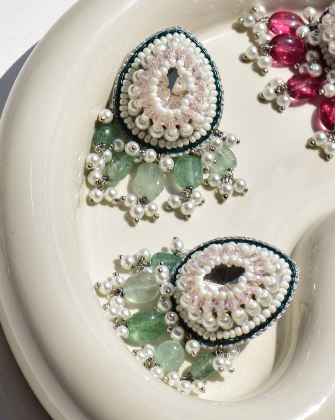 Mini Trellis Studs In Green Aventurine