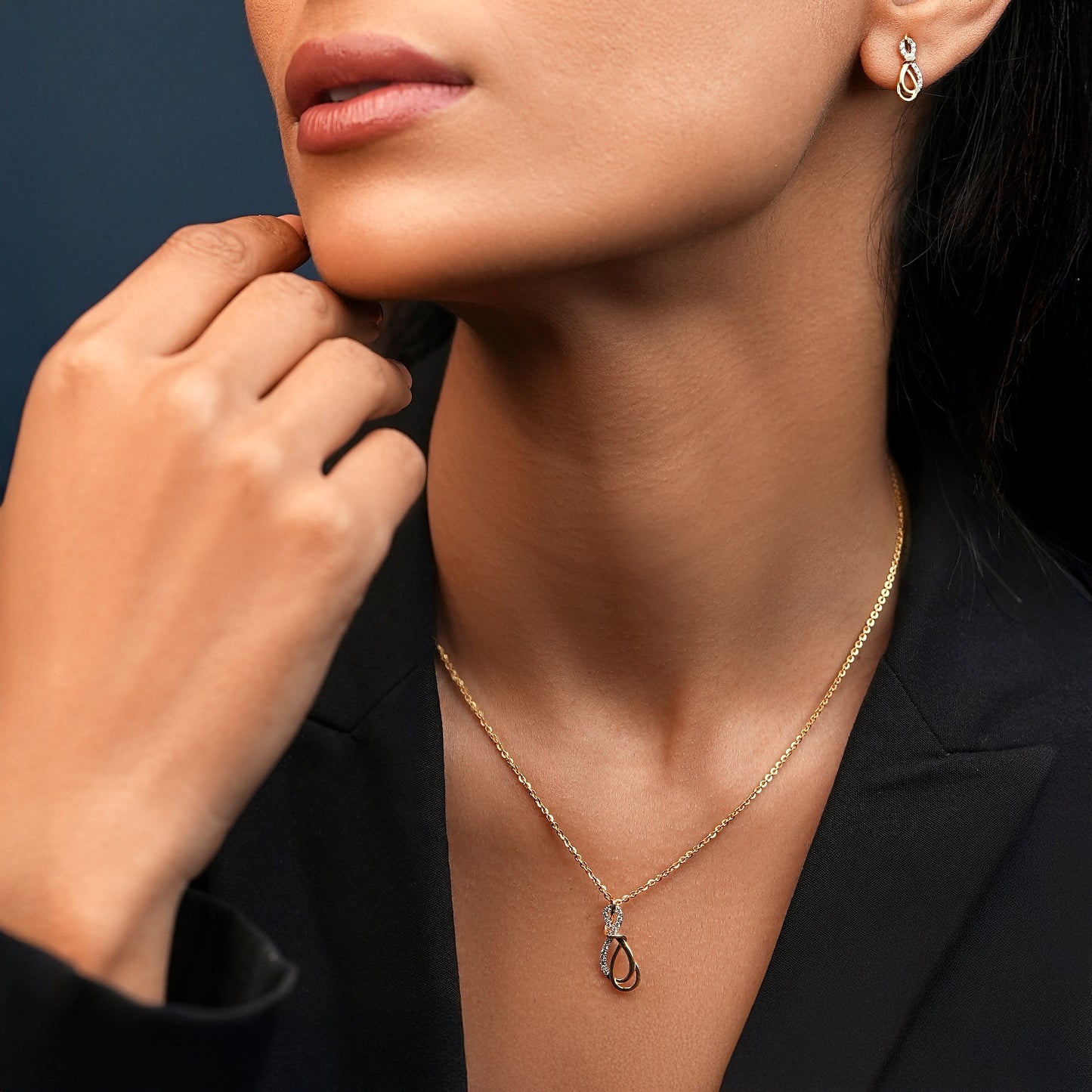 Twin Infinity Diamond Chain Necklace-Yellow Gold