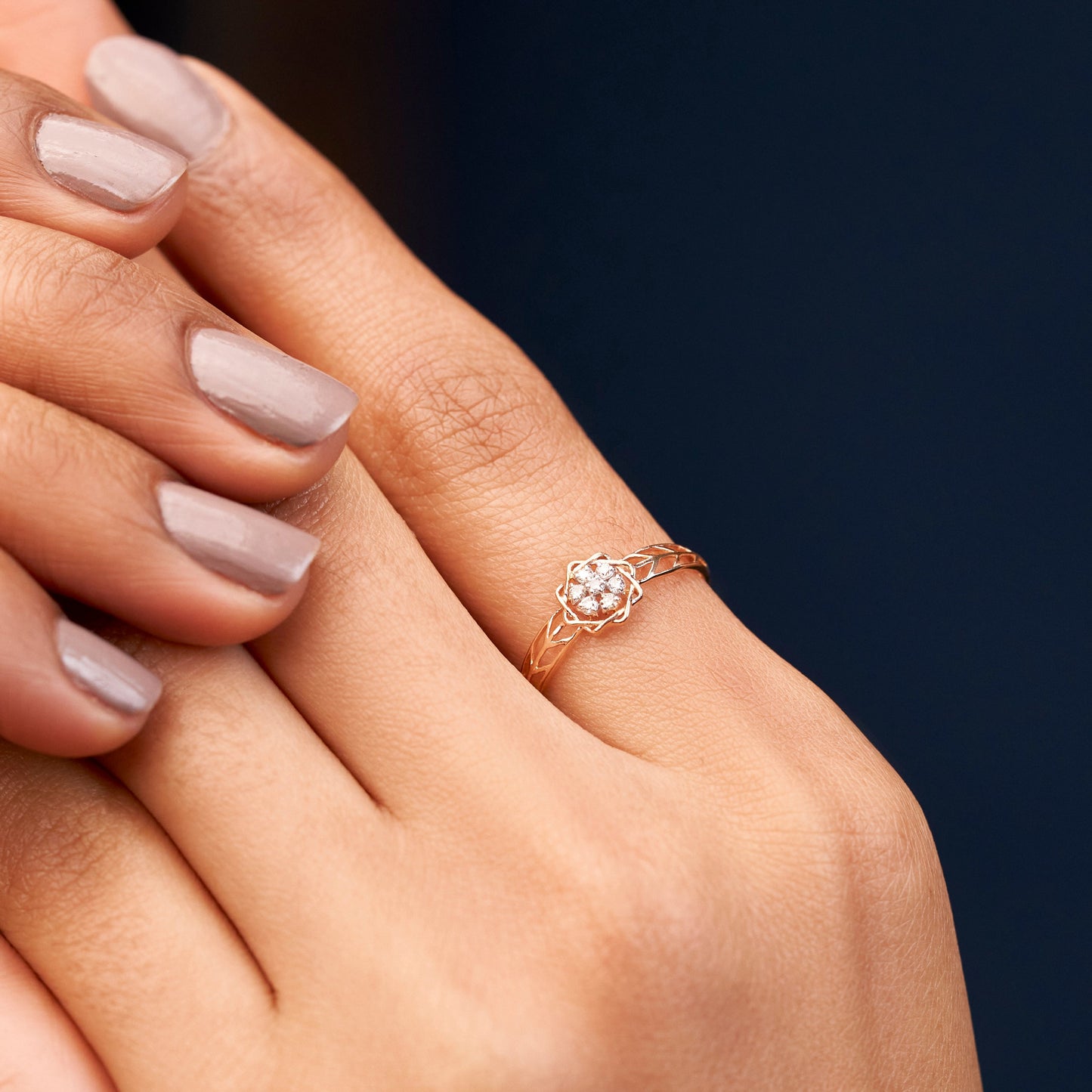Gilded Mesh Diamond Ring-Yellow Gold