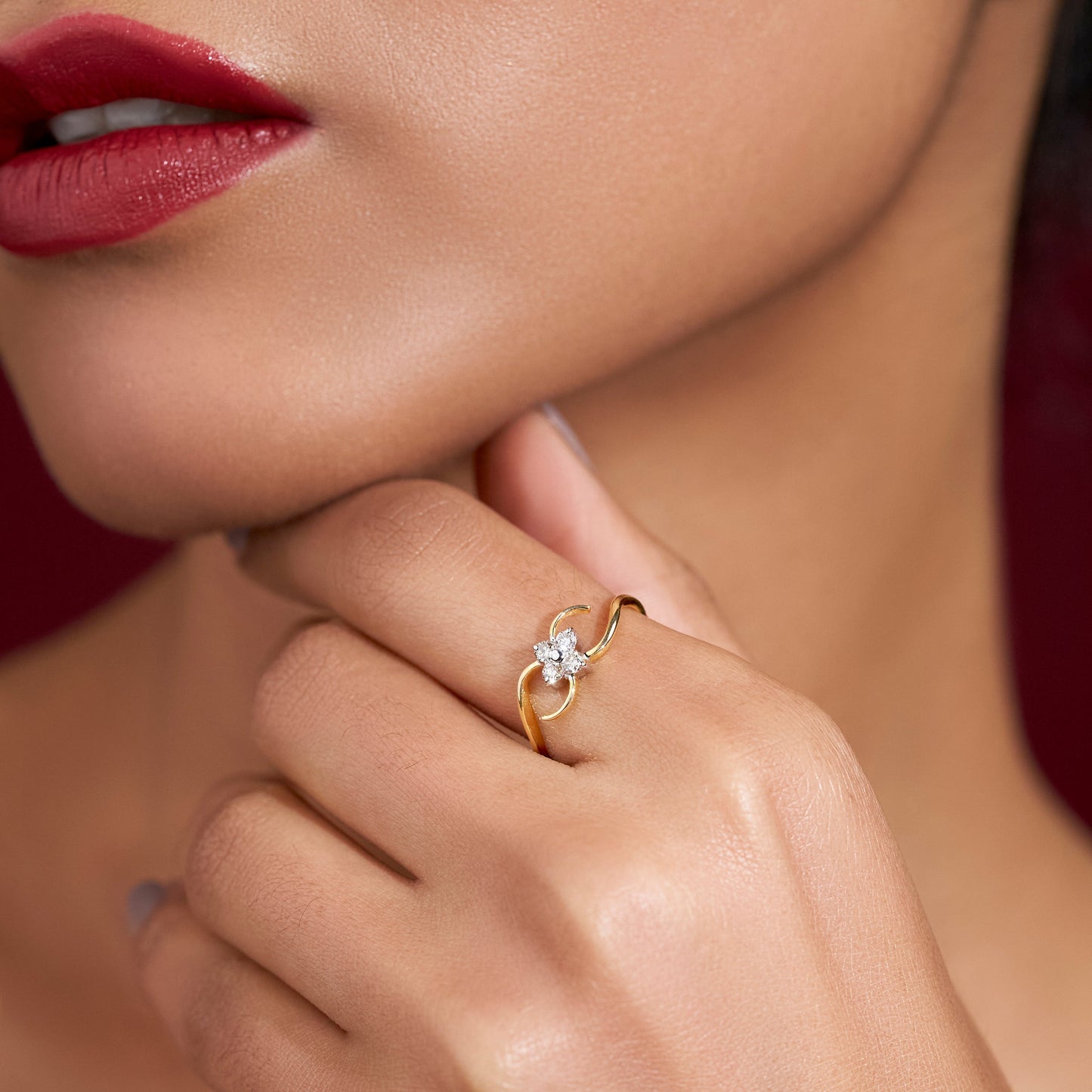 Floral Flourish Diamond Ring-Yellow Gold
