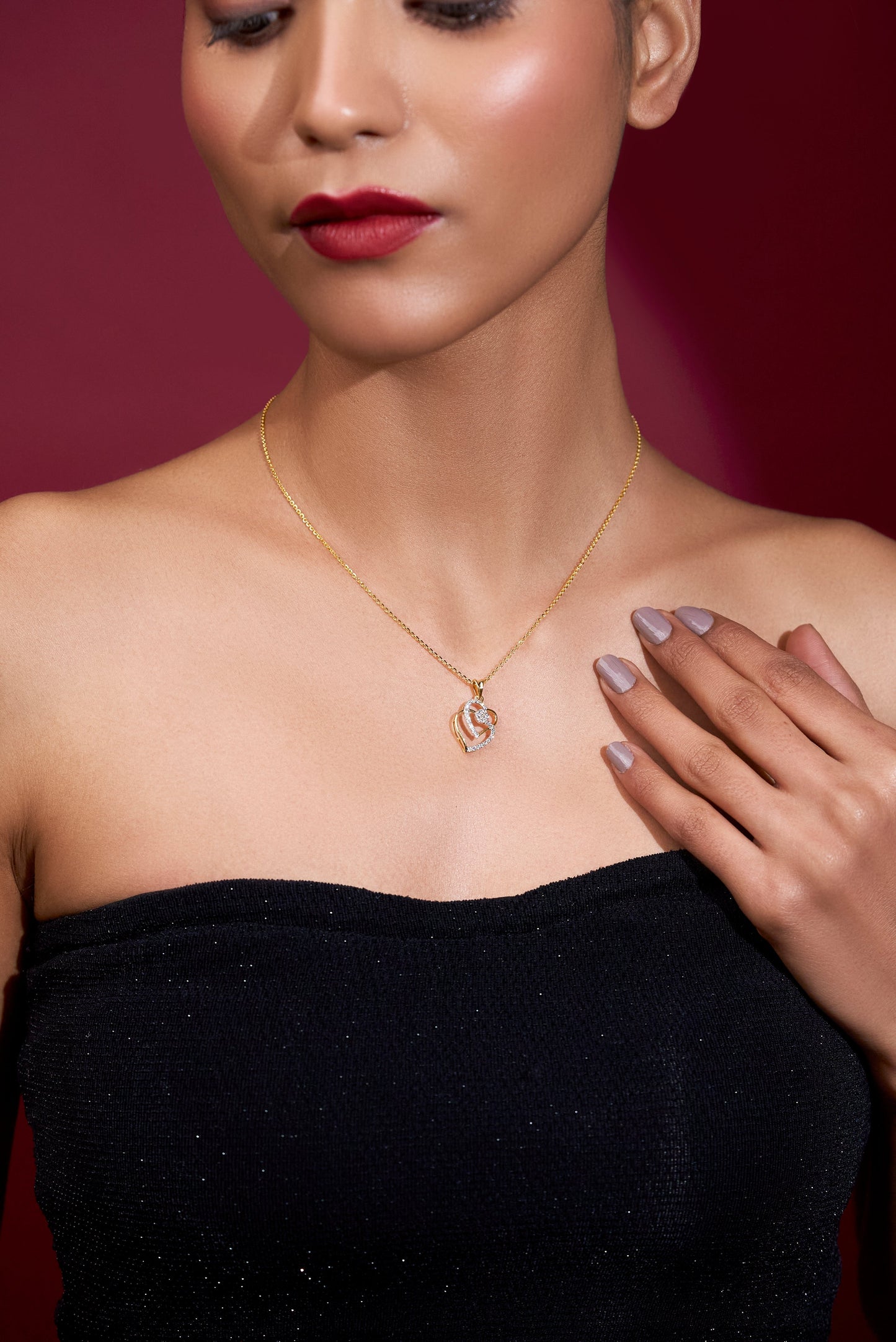 Heart Diamond Pendant-Yellow Gold