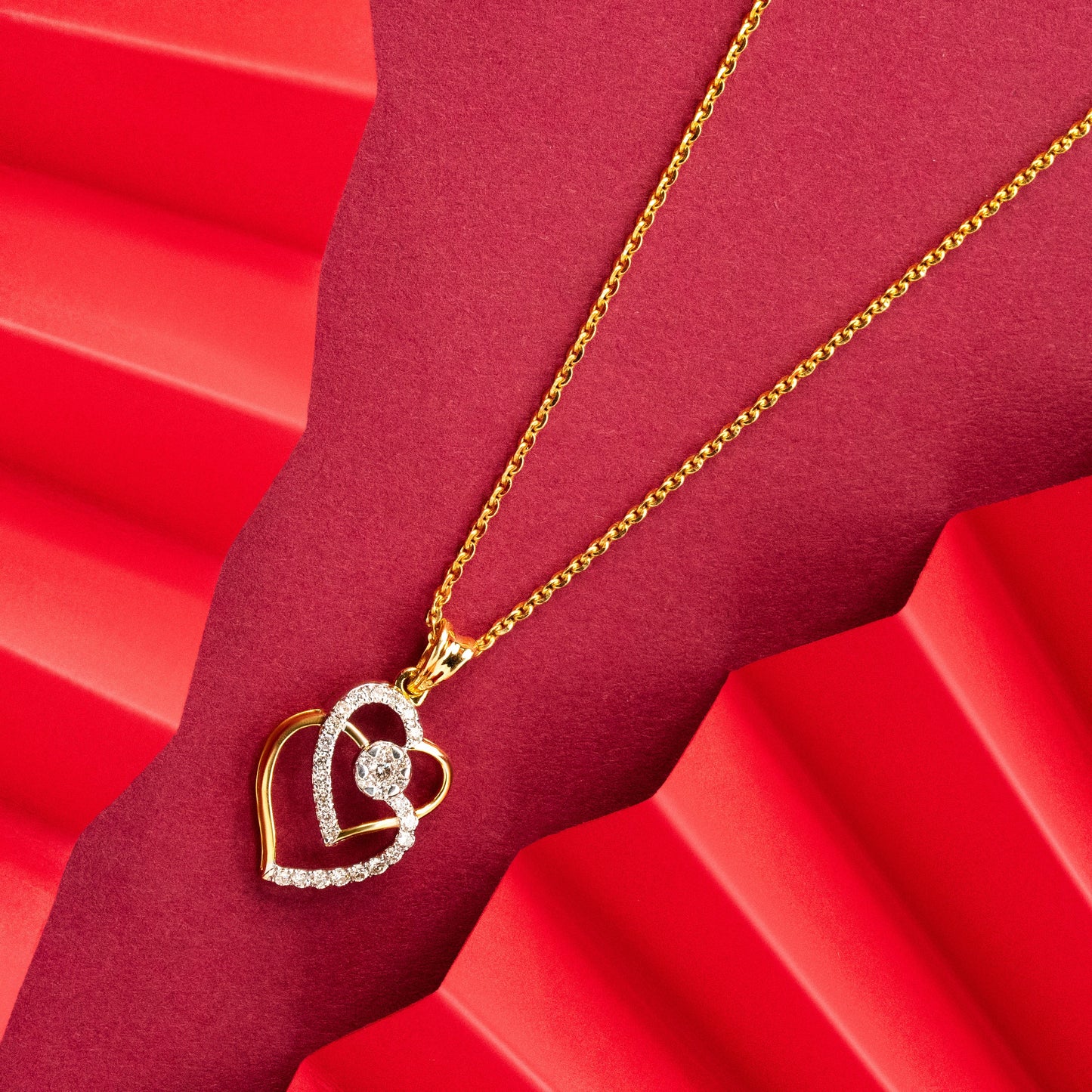 Heart Diamond Pendant-Yellow Gold