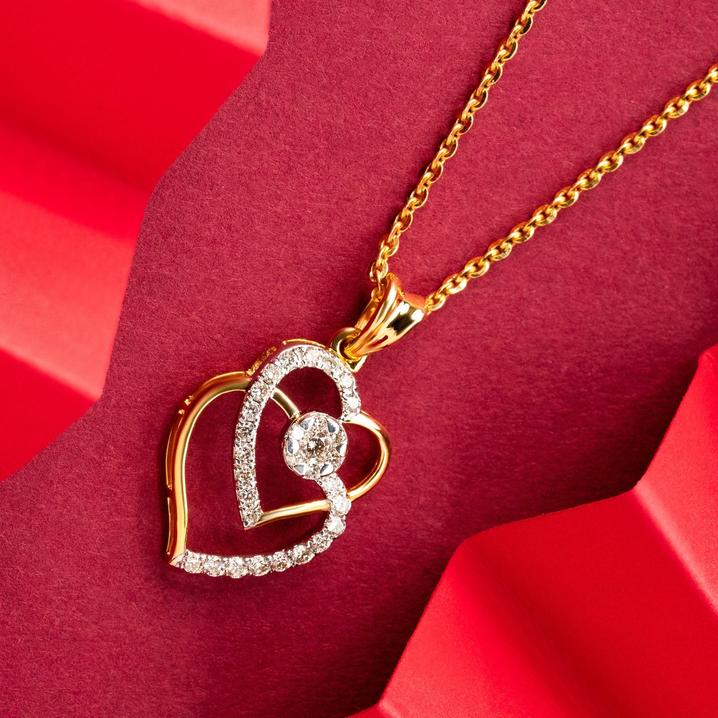 Heart Diamond Pendant-Yellow Gold