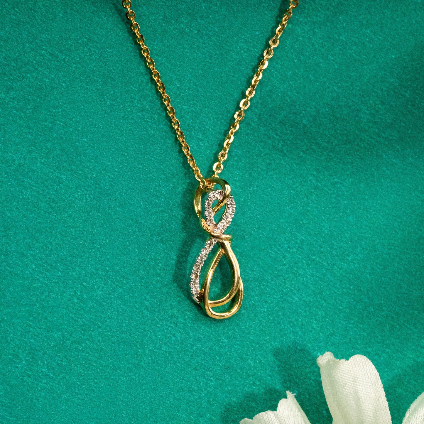 Twin Infinity Diamond Chain Necklace-Yellow Gold
