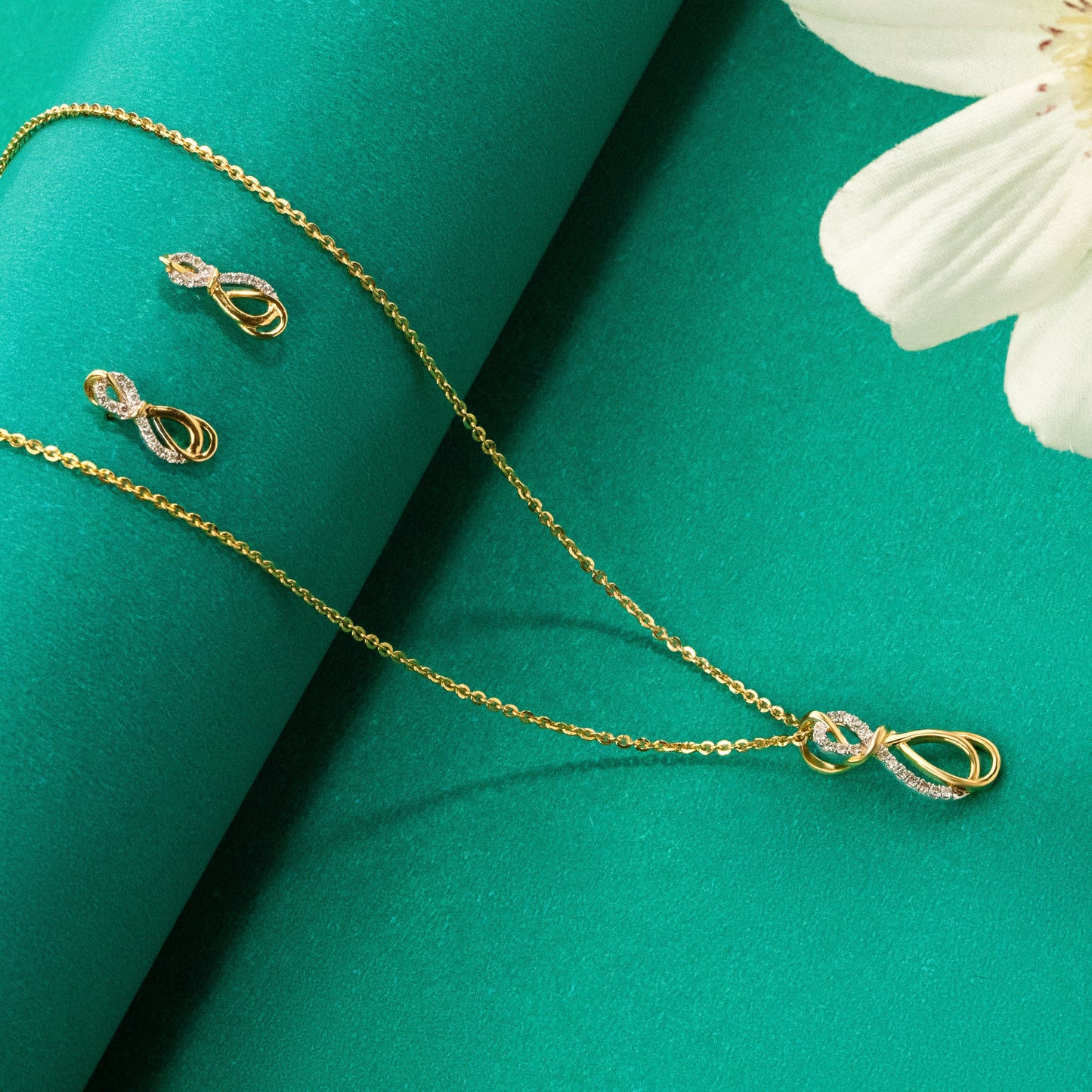 Twin Infinity Diamond Earrings-Yellow Gold