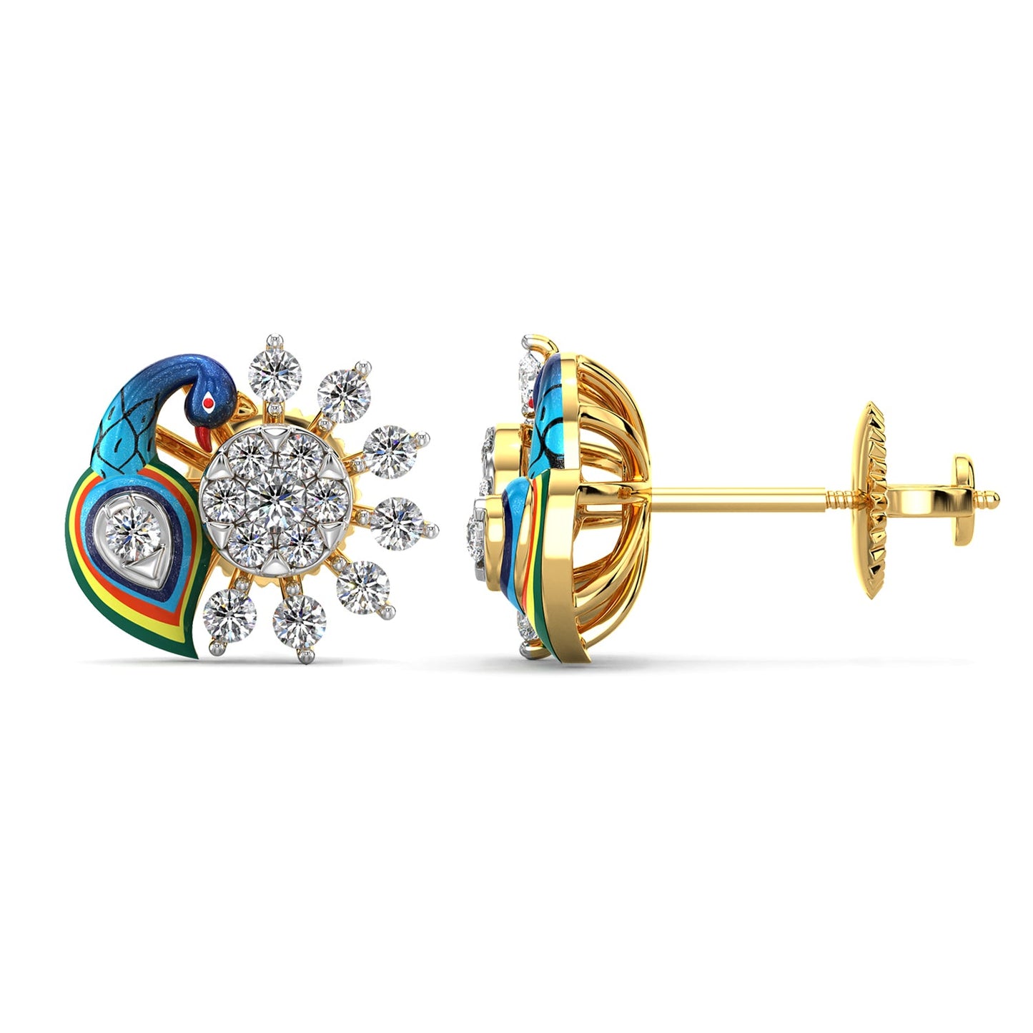Mistic Plume Earrings-Yellow Gold