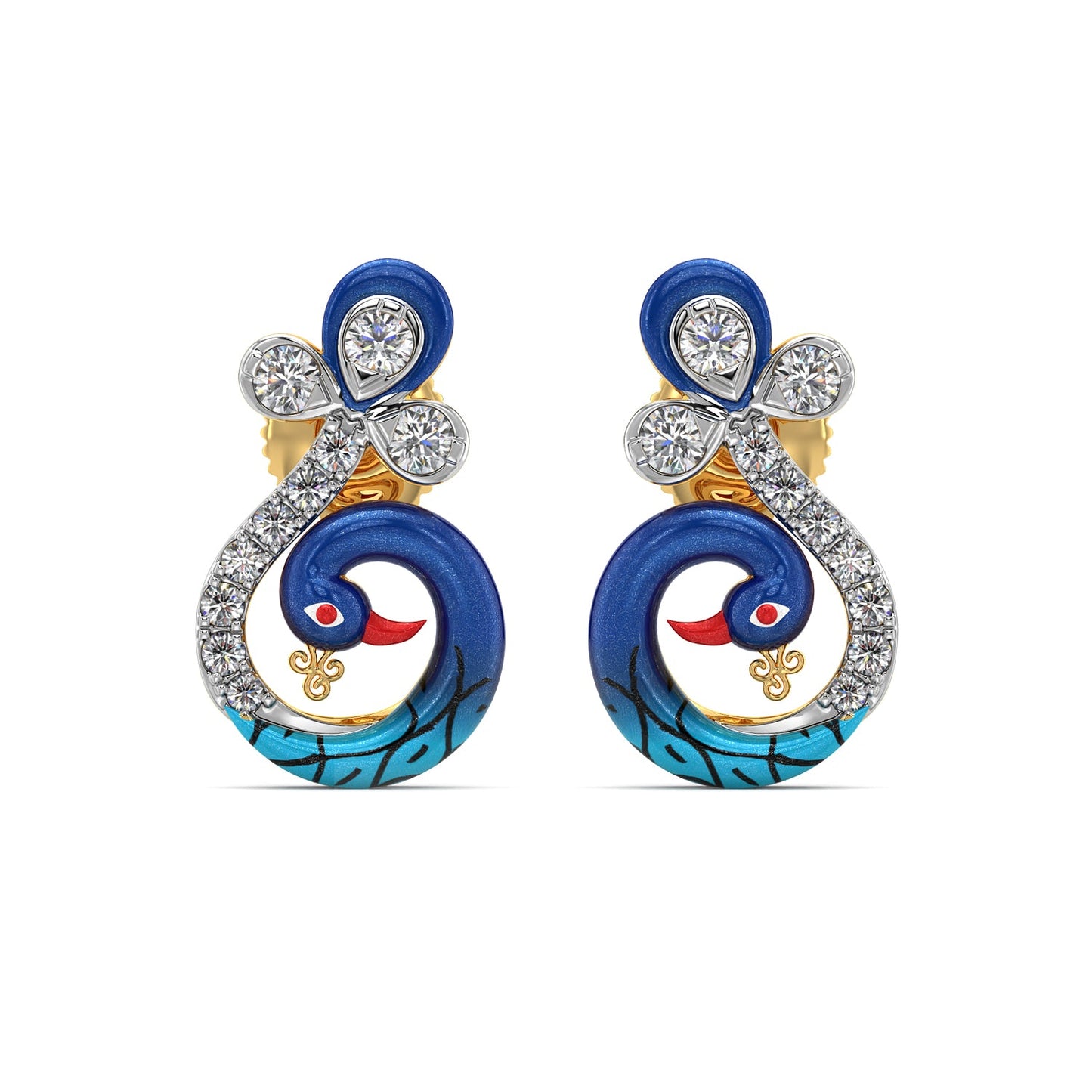 Imperial Peacock Earring-Yellow Gold
