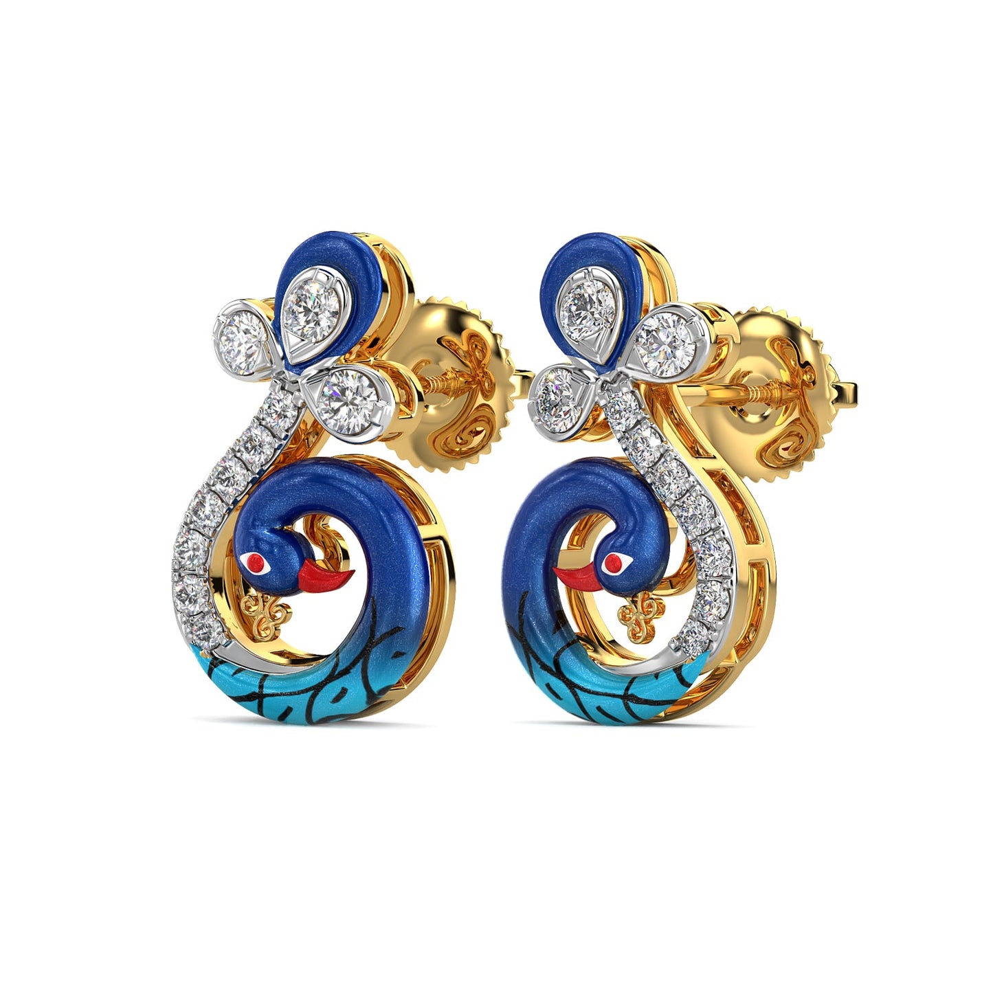 Imperial Peacock Earring-Yellow Gold