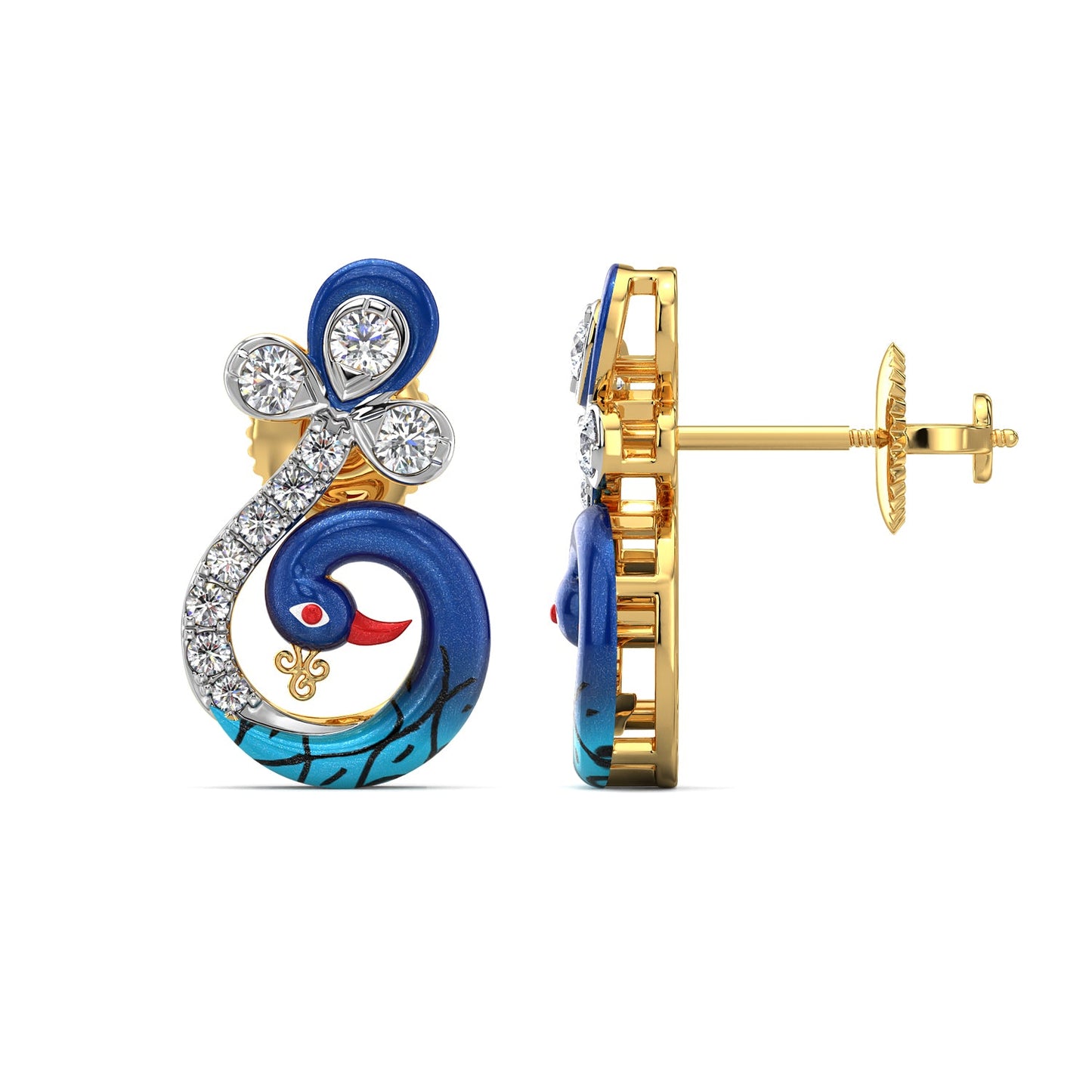 Imperial Peacock Earring-Yellow Gold