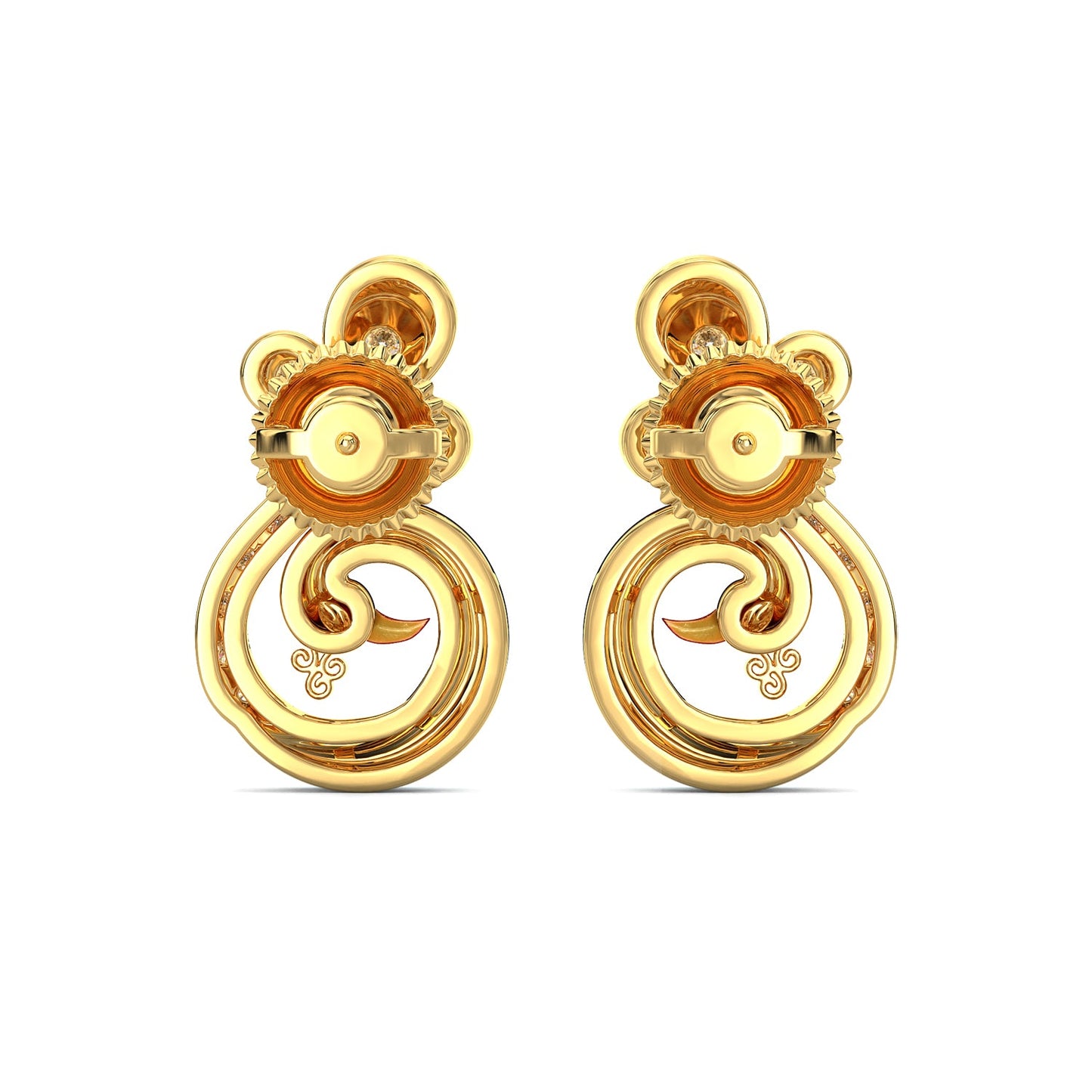 Imperial Peacock Earring-Yellow Gold