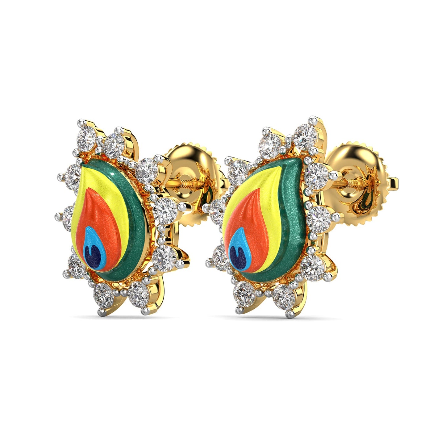 Regal Feather Earrings-Yellow Gold