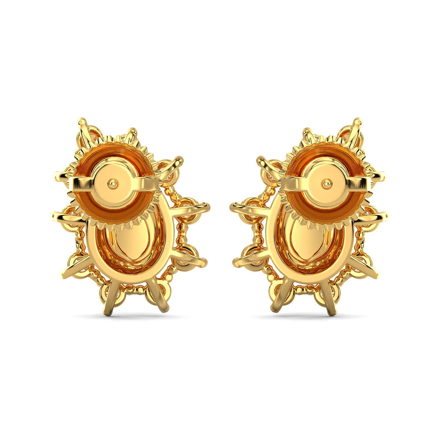 Regal Feather Earrings-Yellow Gold