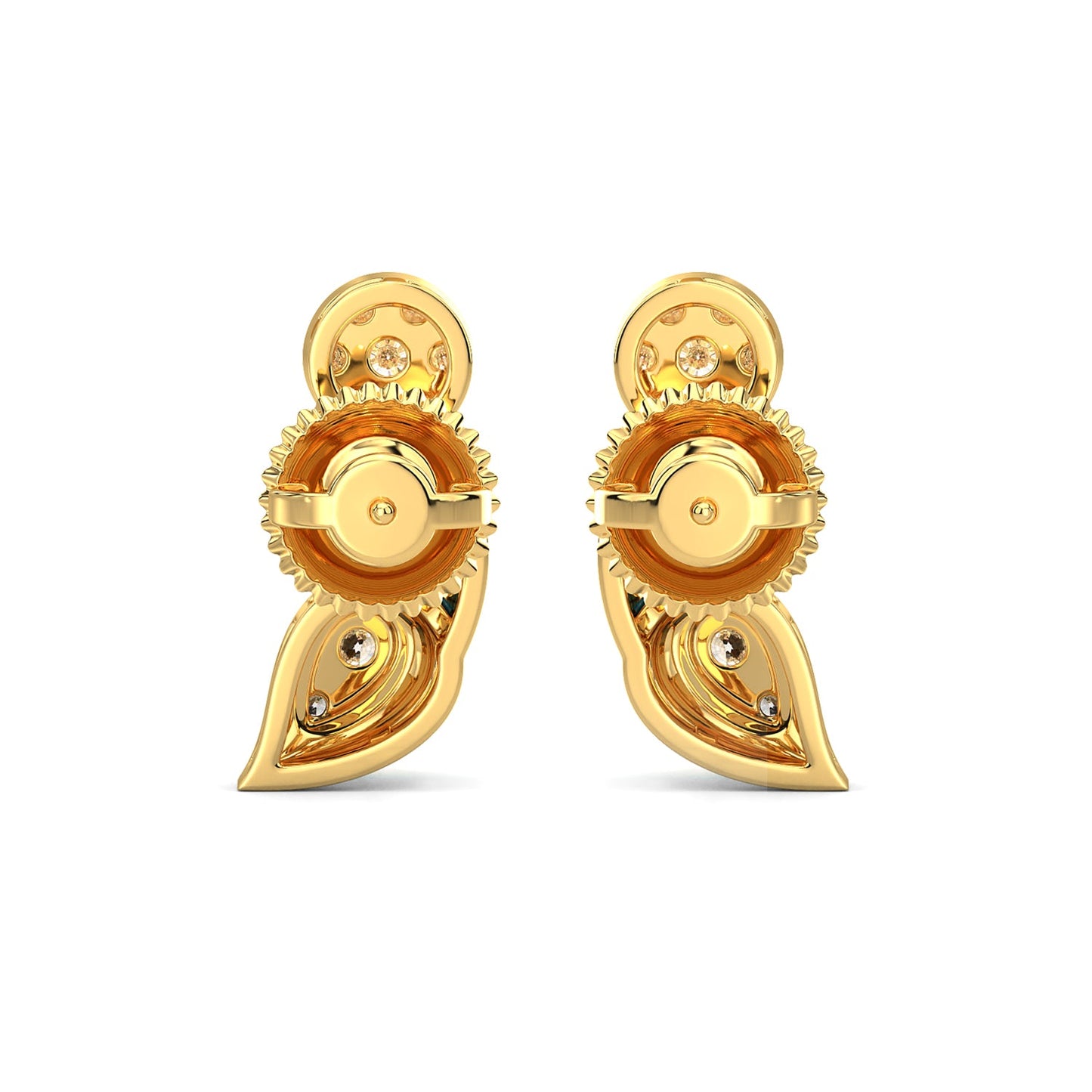 Playful Peacock Earrings-Yellow Gold