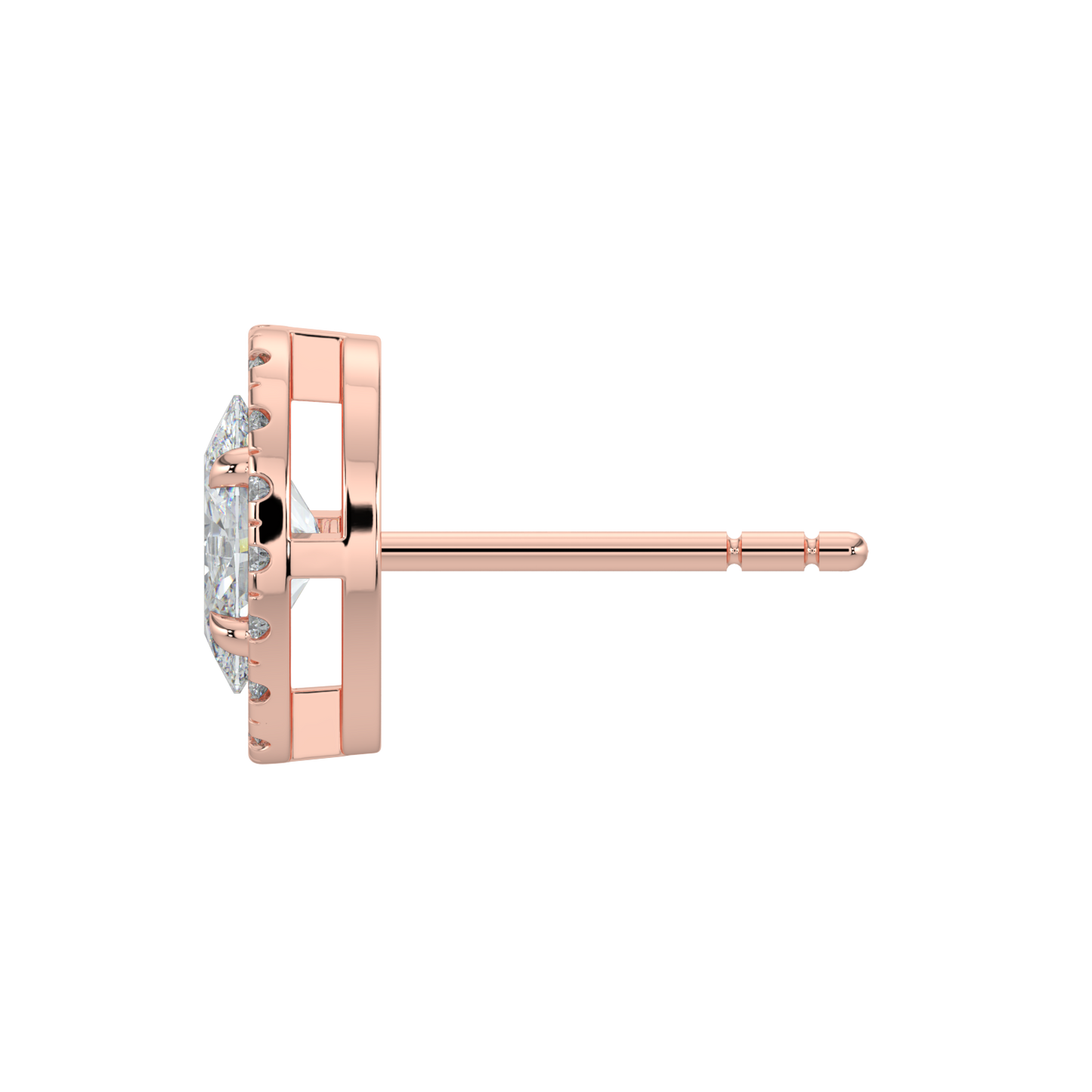 Oval Halo Solitaire Studs-Rose Gold