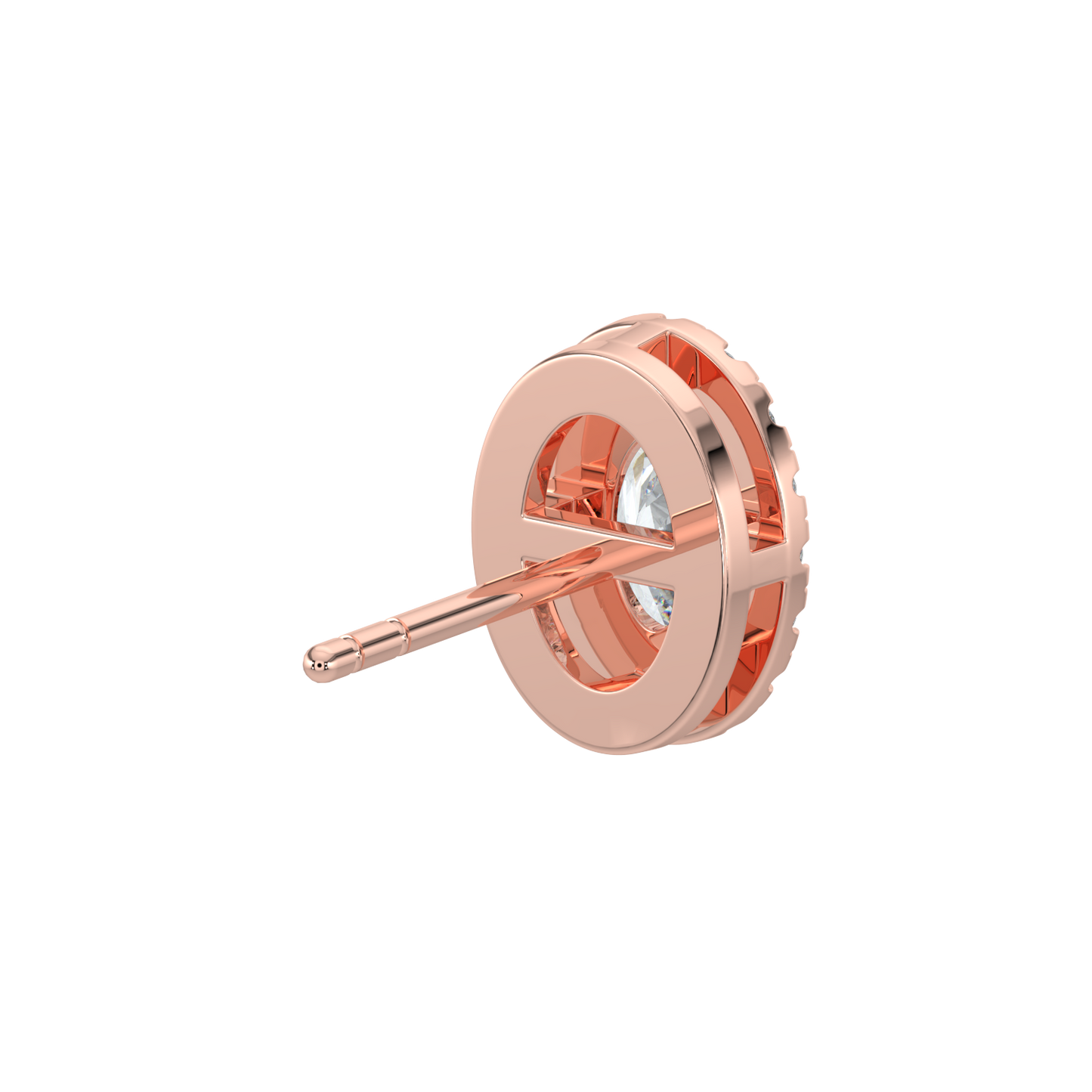 Oval Halo Solitaire Studs-Rose Gold
