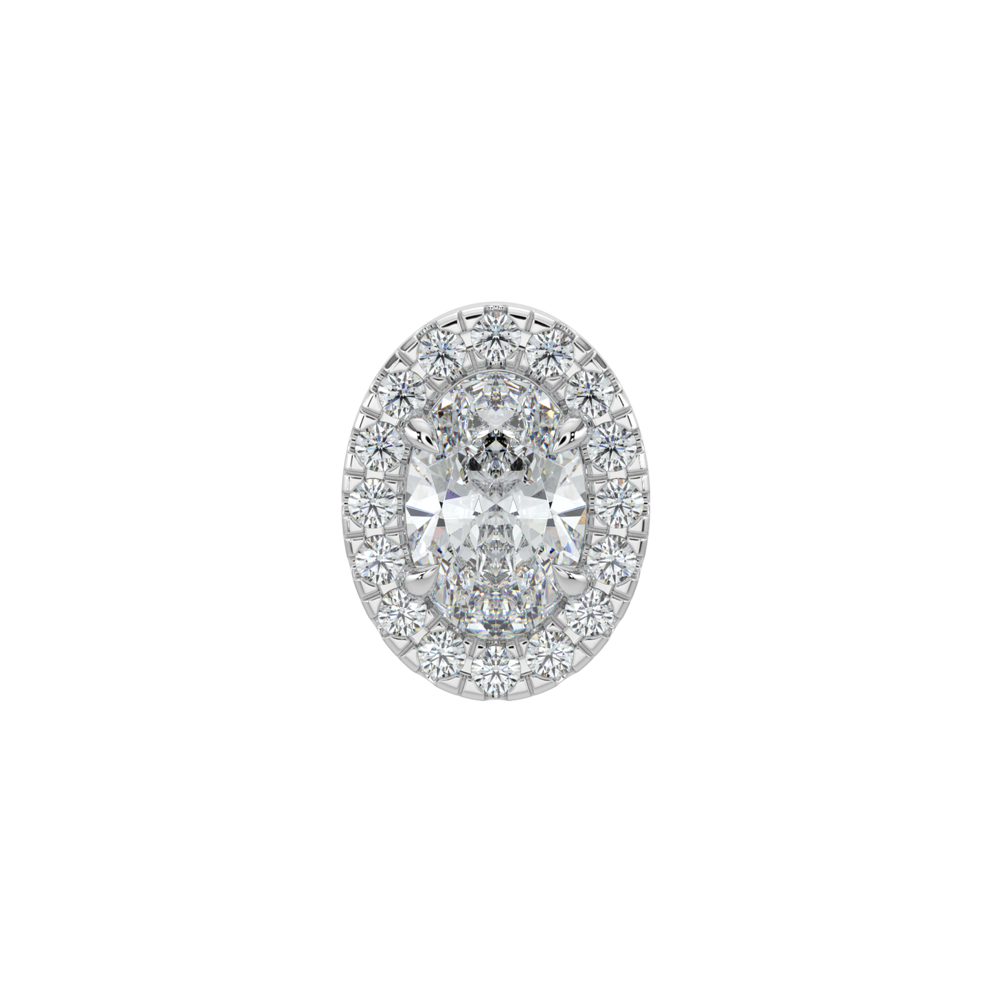 Oval Halo Solitaire Studs-White Gold
