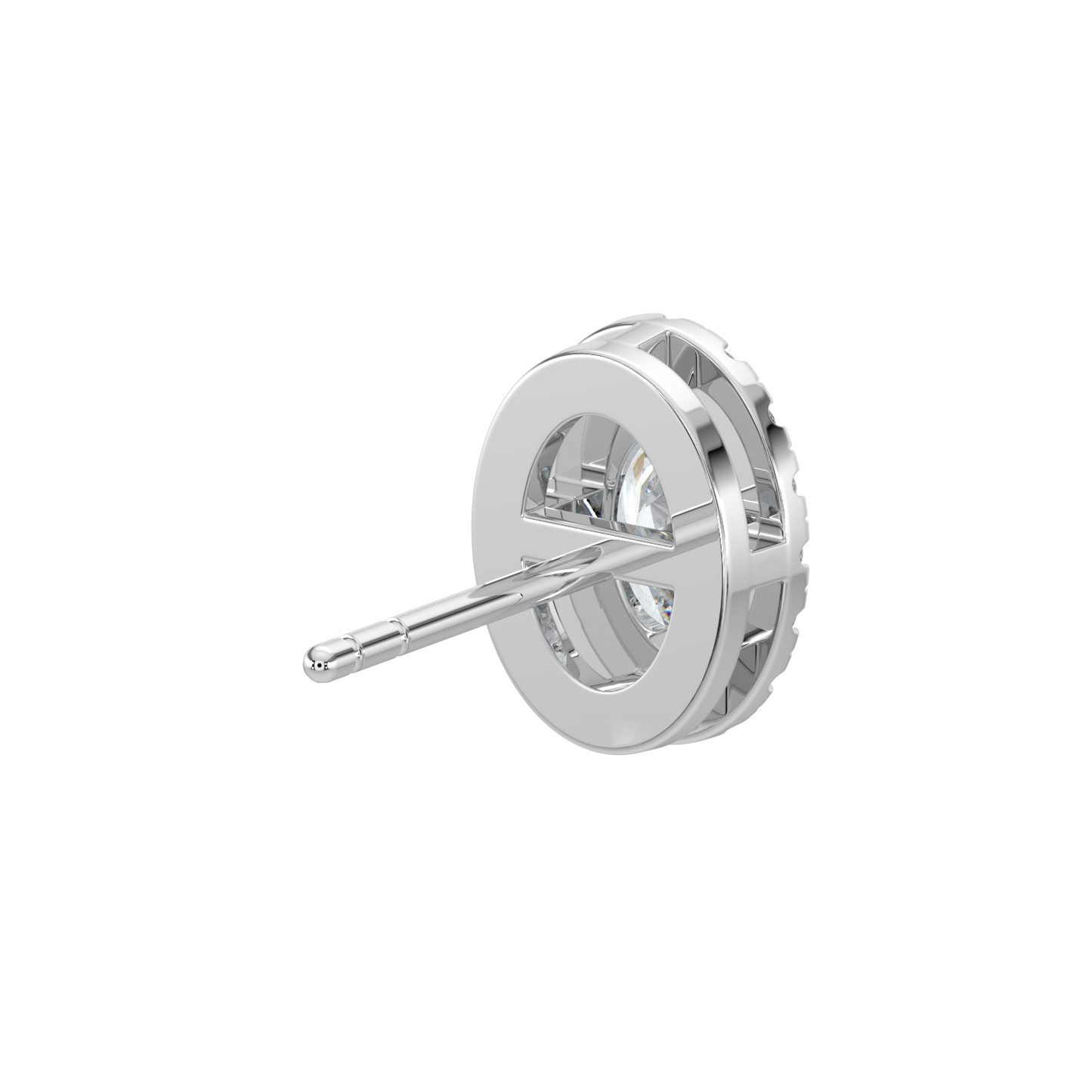 Oval Halo Solitaire Studs-White Gold