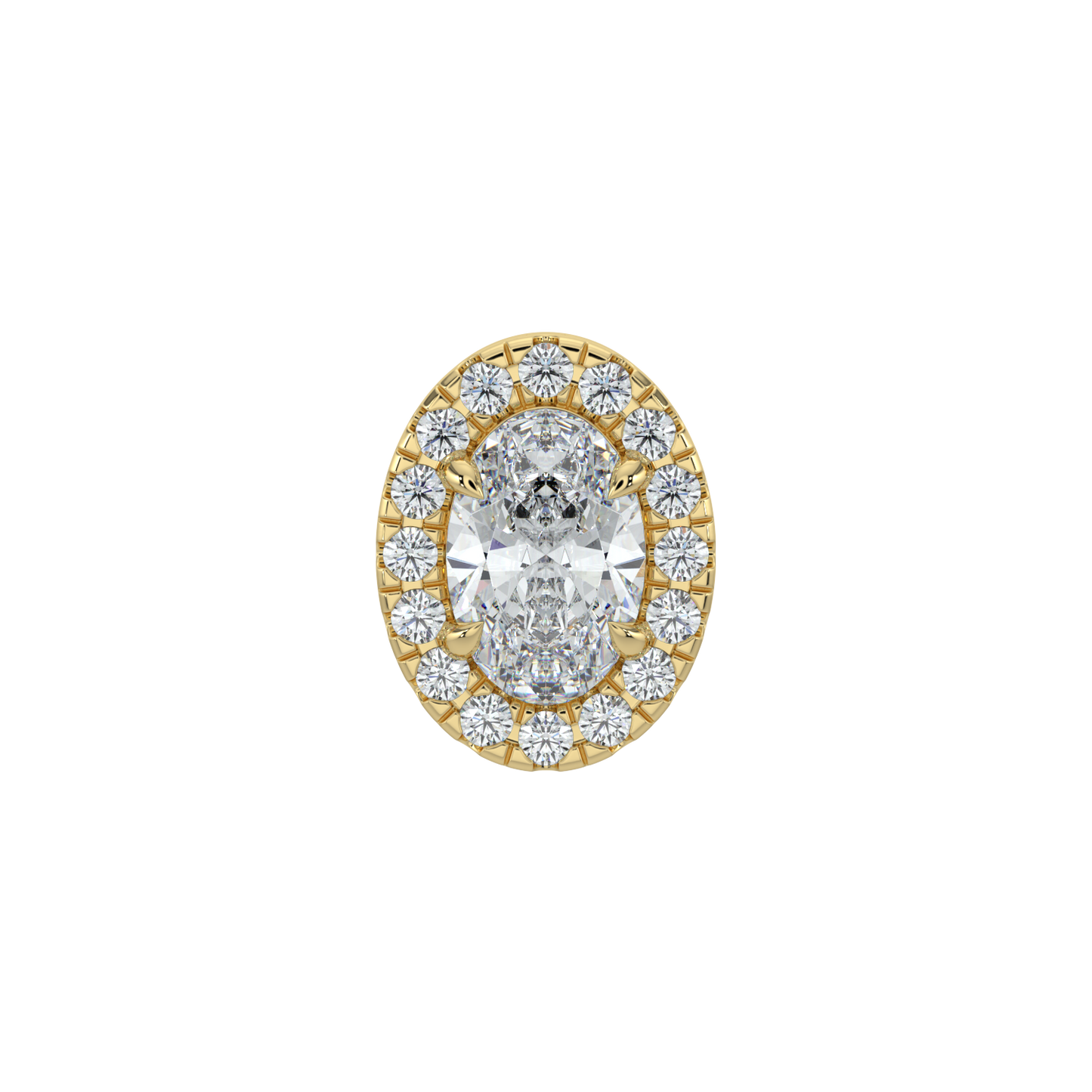 Oval Halo Solitaire Studs-Yellow Gold