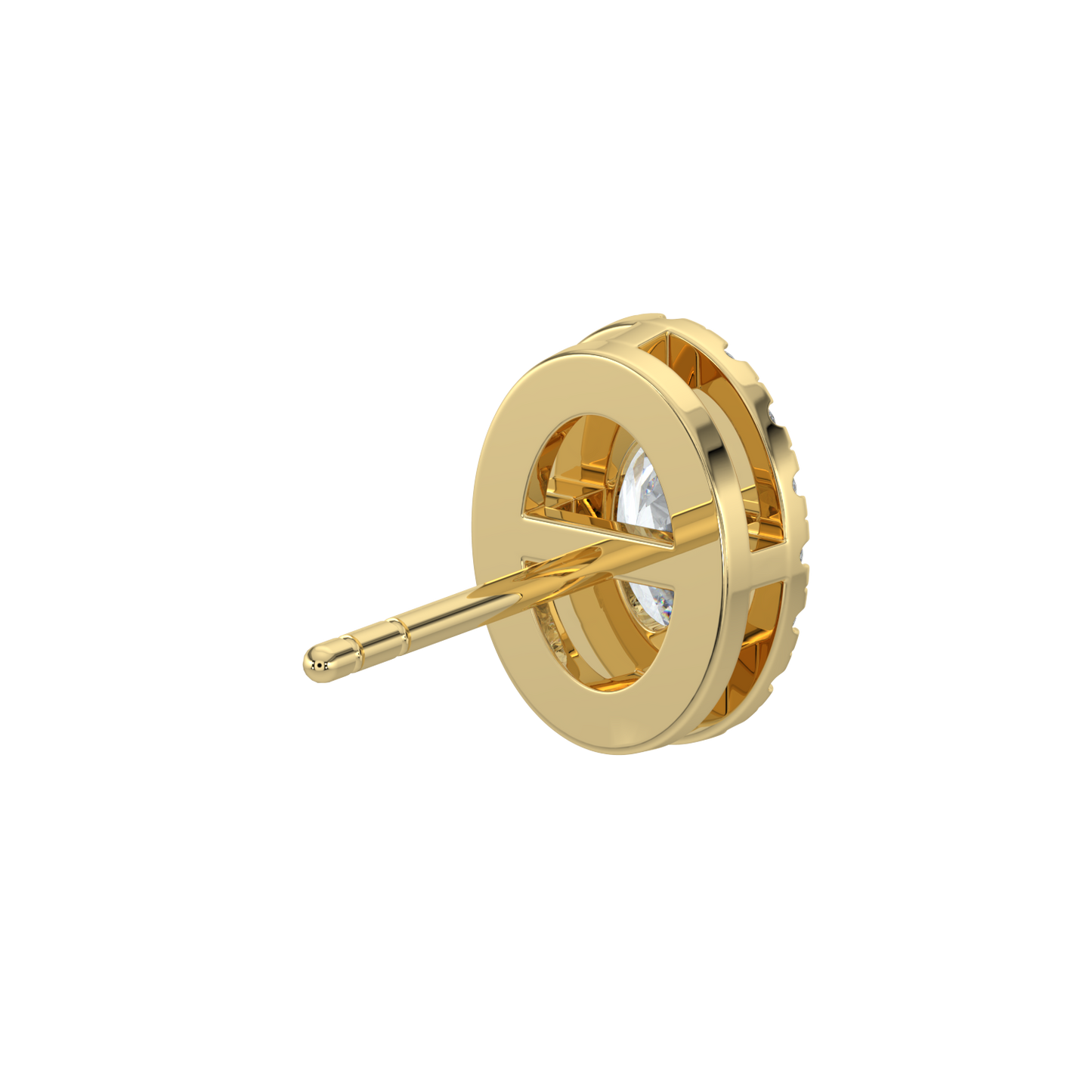 Oval Halo Solitaire Studs-Yellow Gold