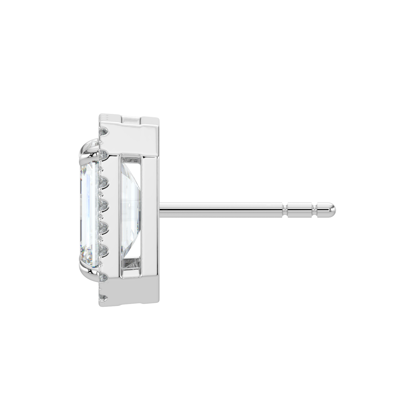 Emerald Halo Solitaire Studs-White Gold