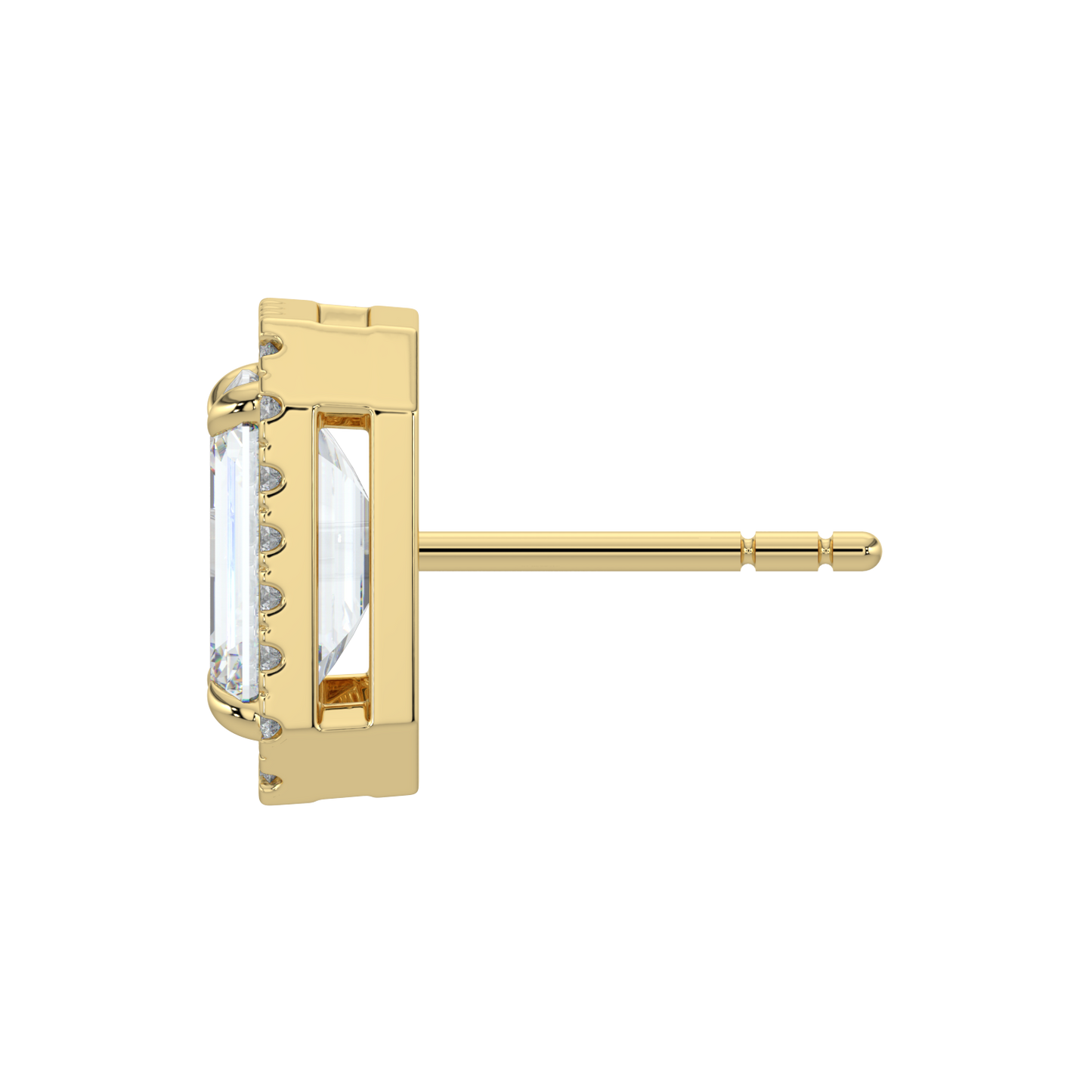Emerald Halo Solitaire Studs-Yellow Gold