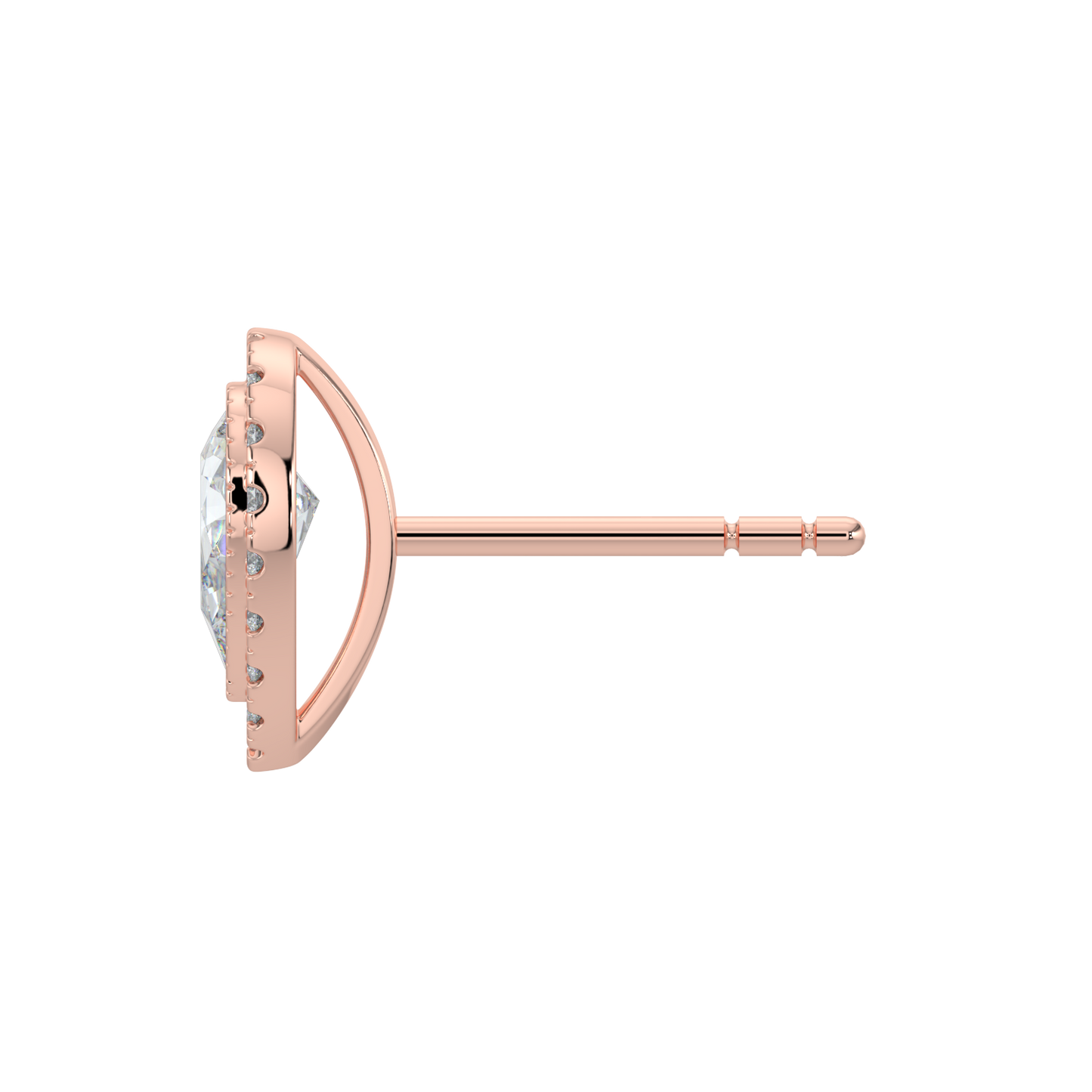 Pear Halo Solitaire Studs-Rose Gold