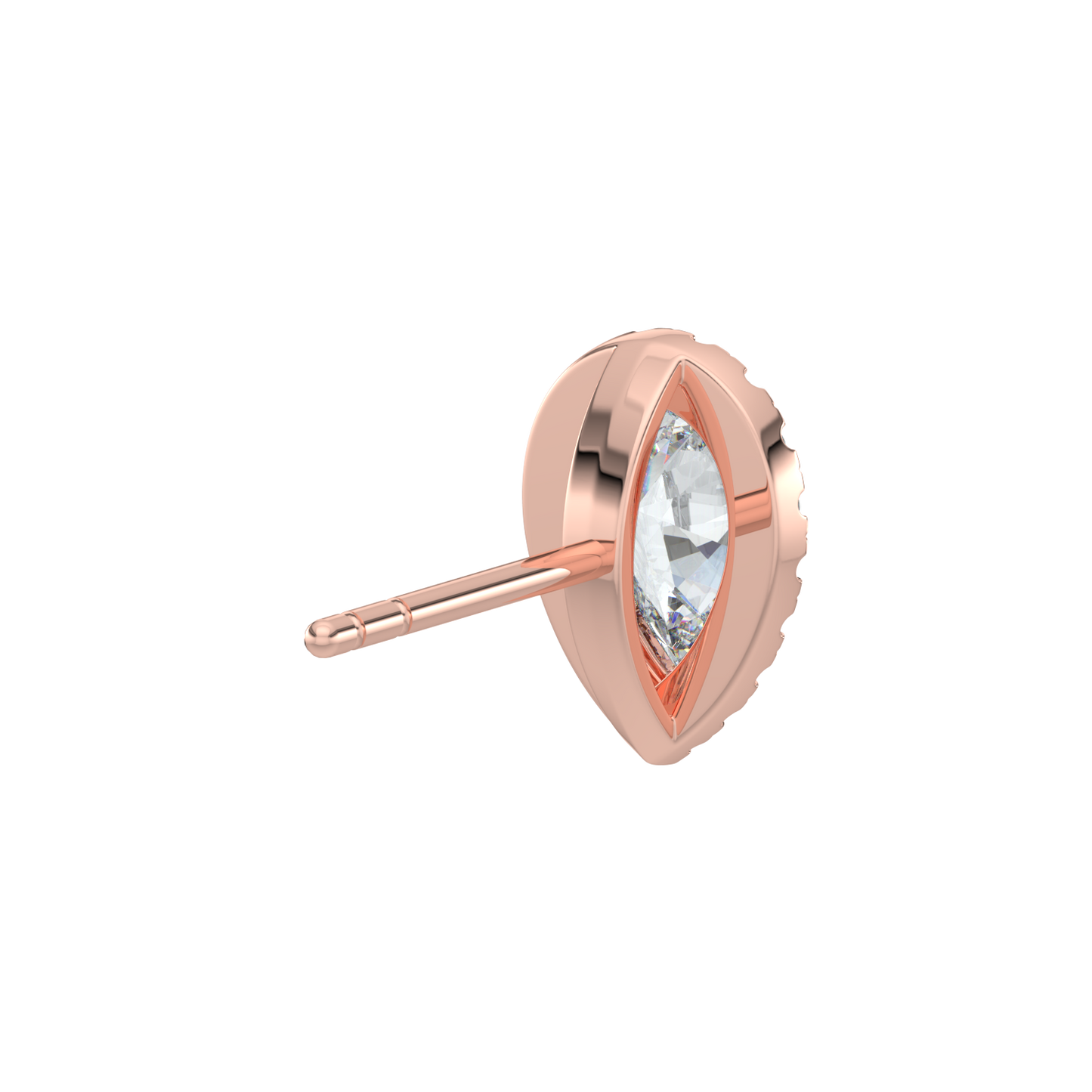 Pear Halo Solitaire Studs-Rose Gold