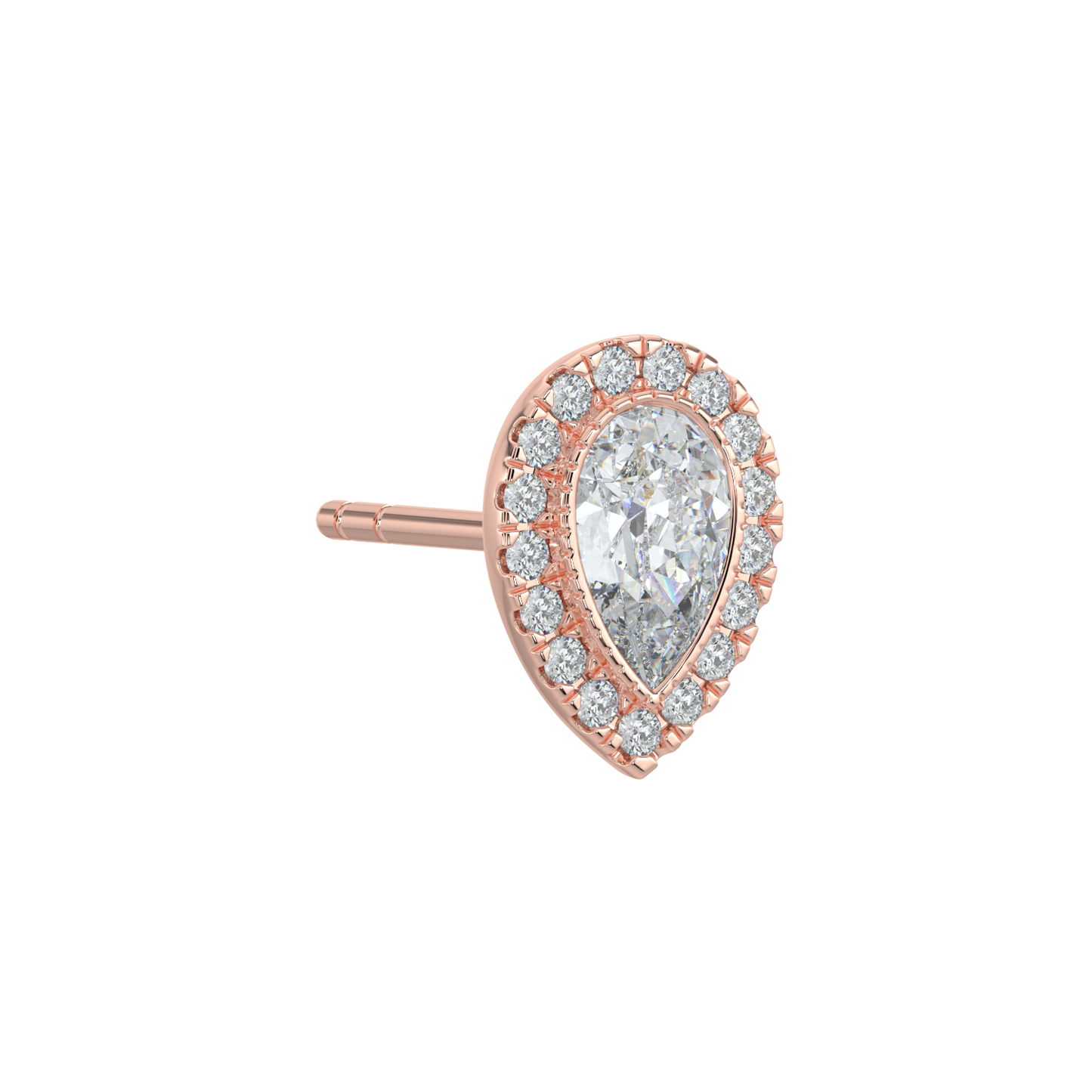 Pear Halo Solitaire Studs-Rose Gold