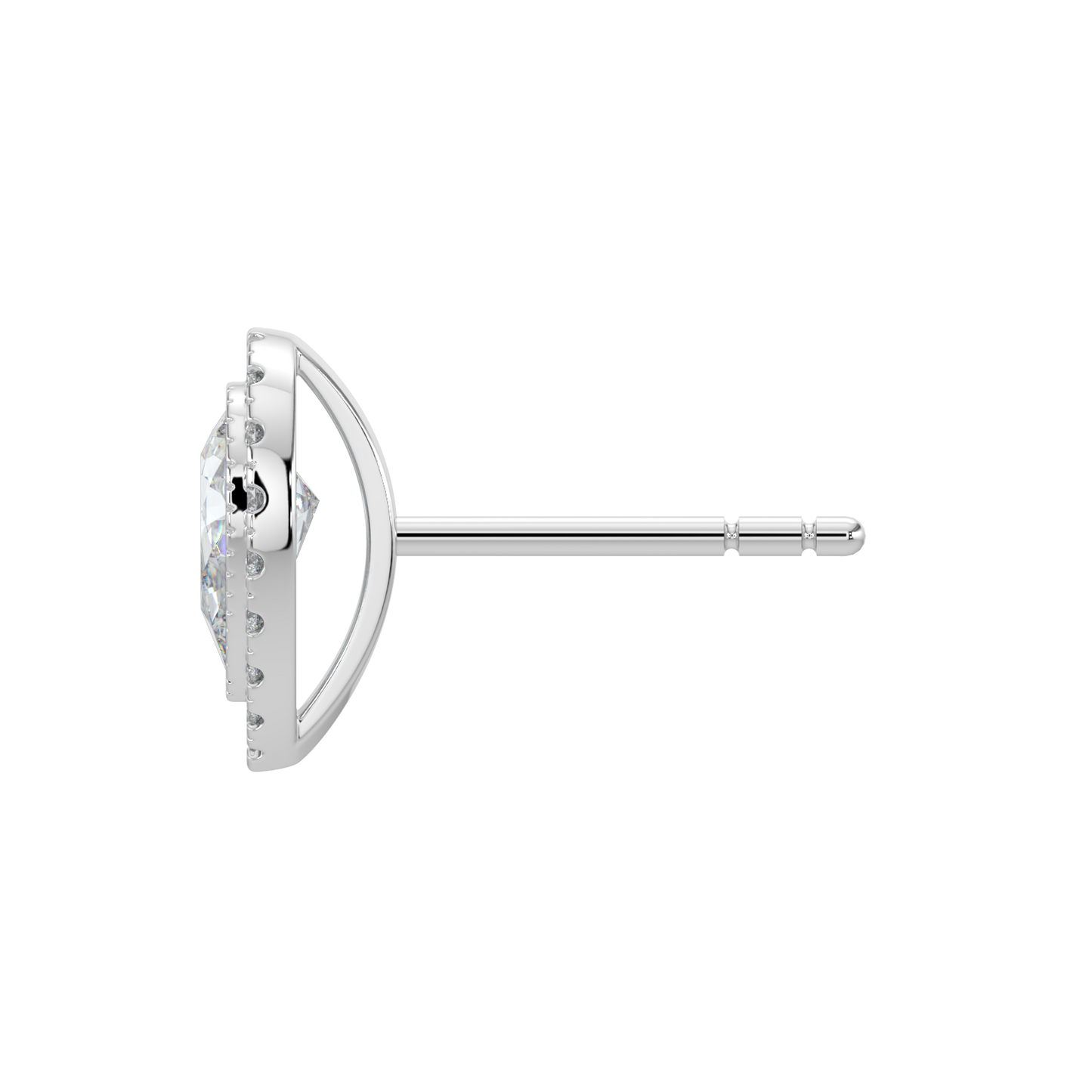 Pear Halo Solitaire Studs-White Gold