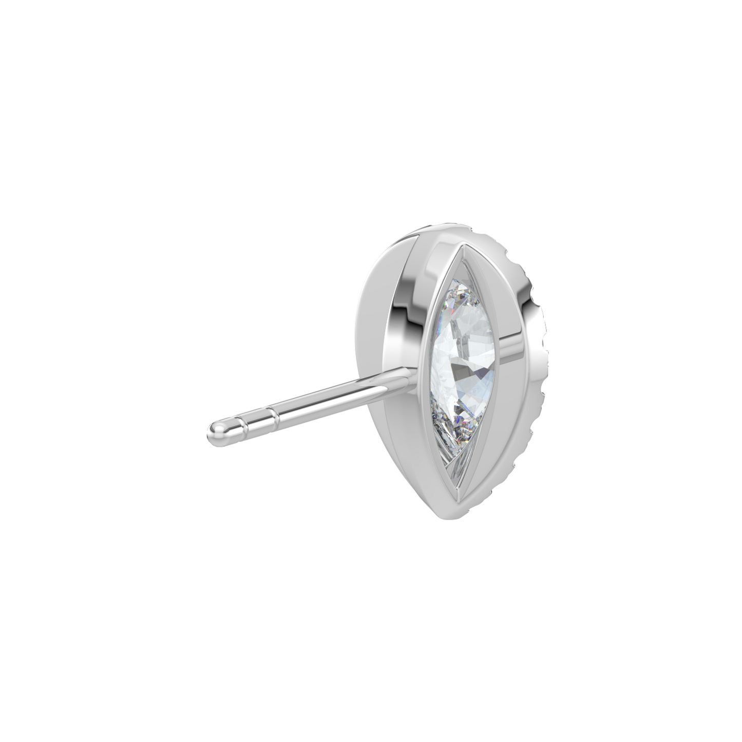 Pear Halo Solitaire Studs-White Gold