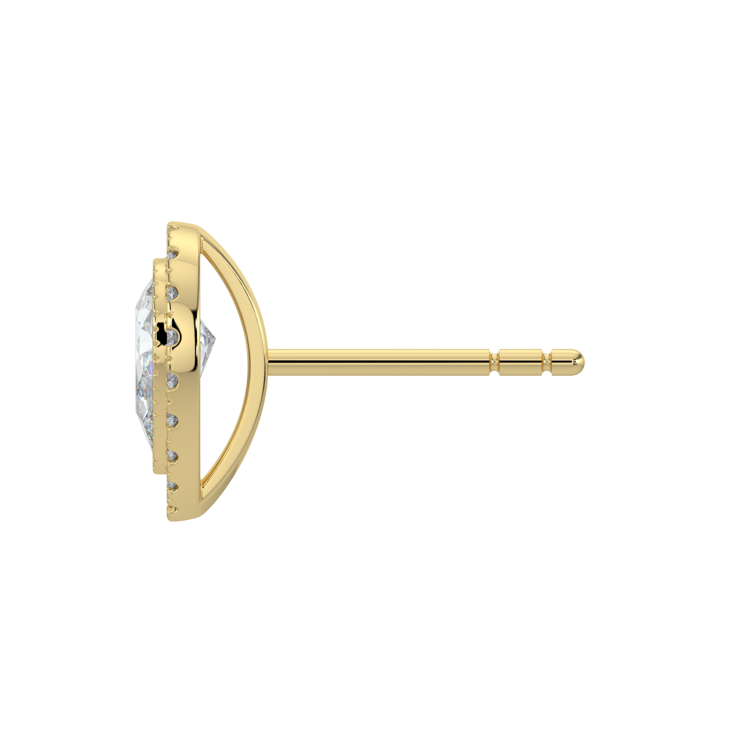 Pear Halo Solitaire Studs-Yellow Gold
