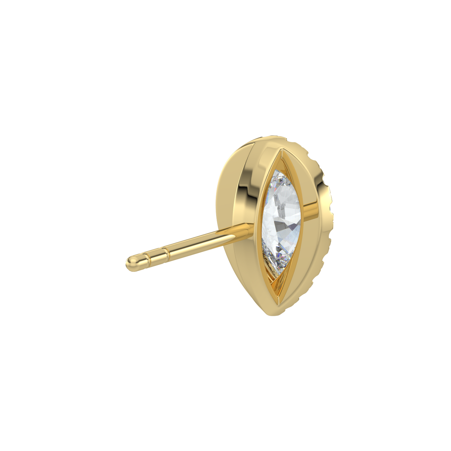 Pear Halo Solitaire Studs-Yellow Gold