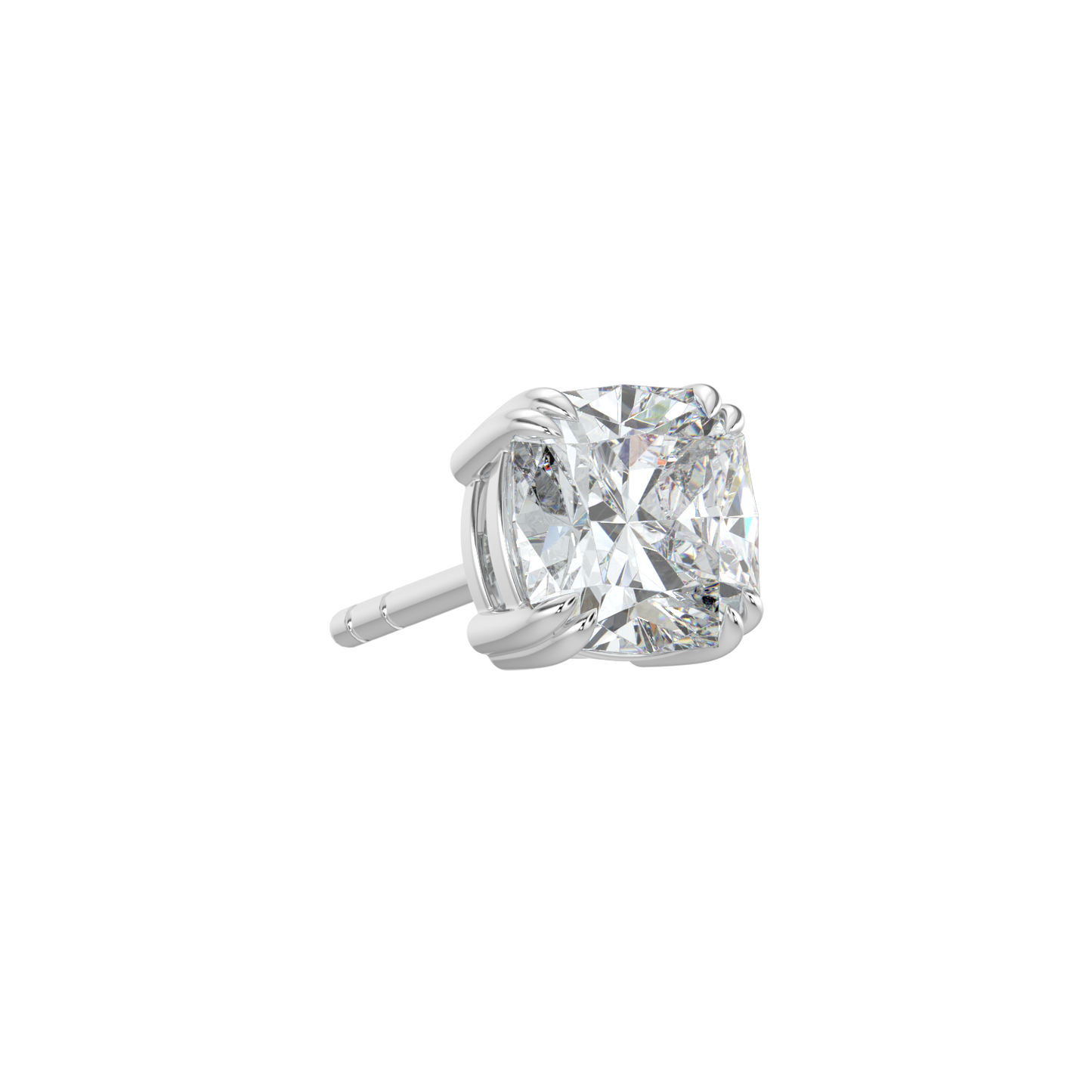 Cushion Solitaire Studs-White Gold
