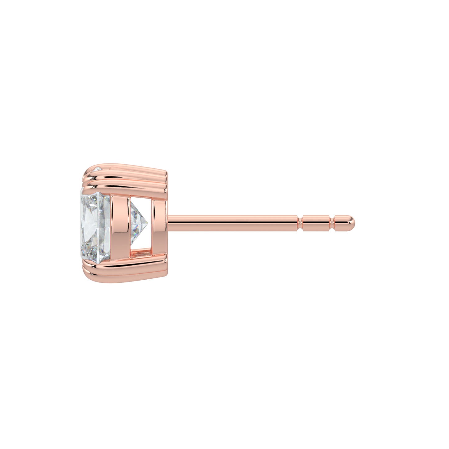 Cushion Solitaire Studs-Rose Gold