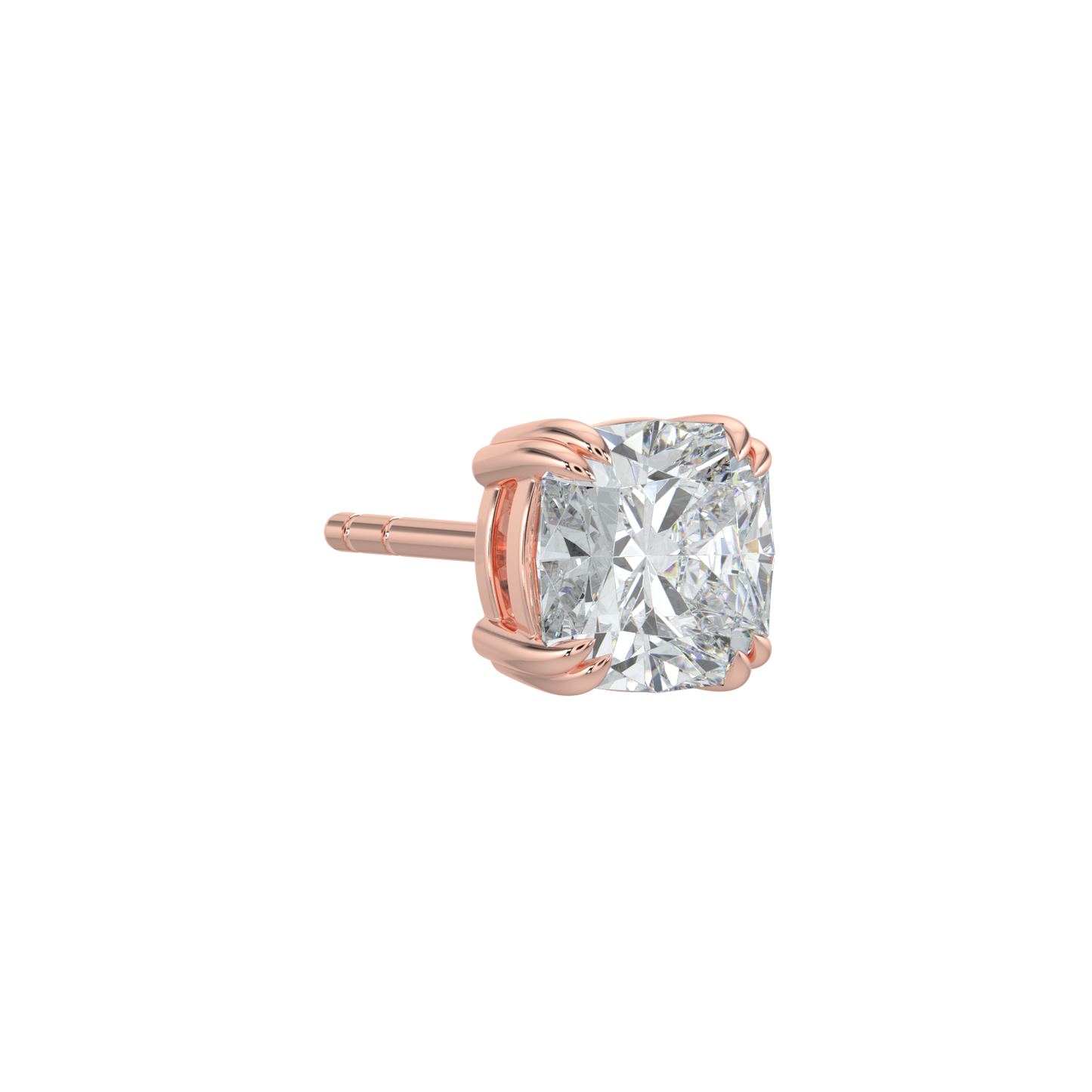 Cushion Solitaire Studs-Rose Gold