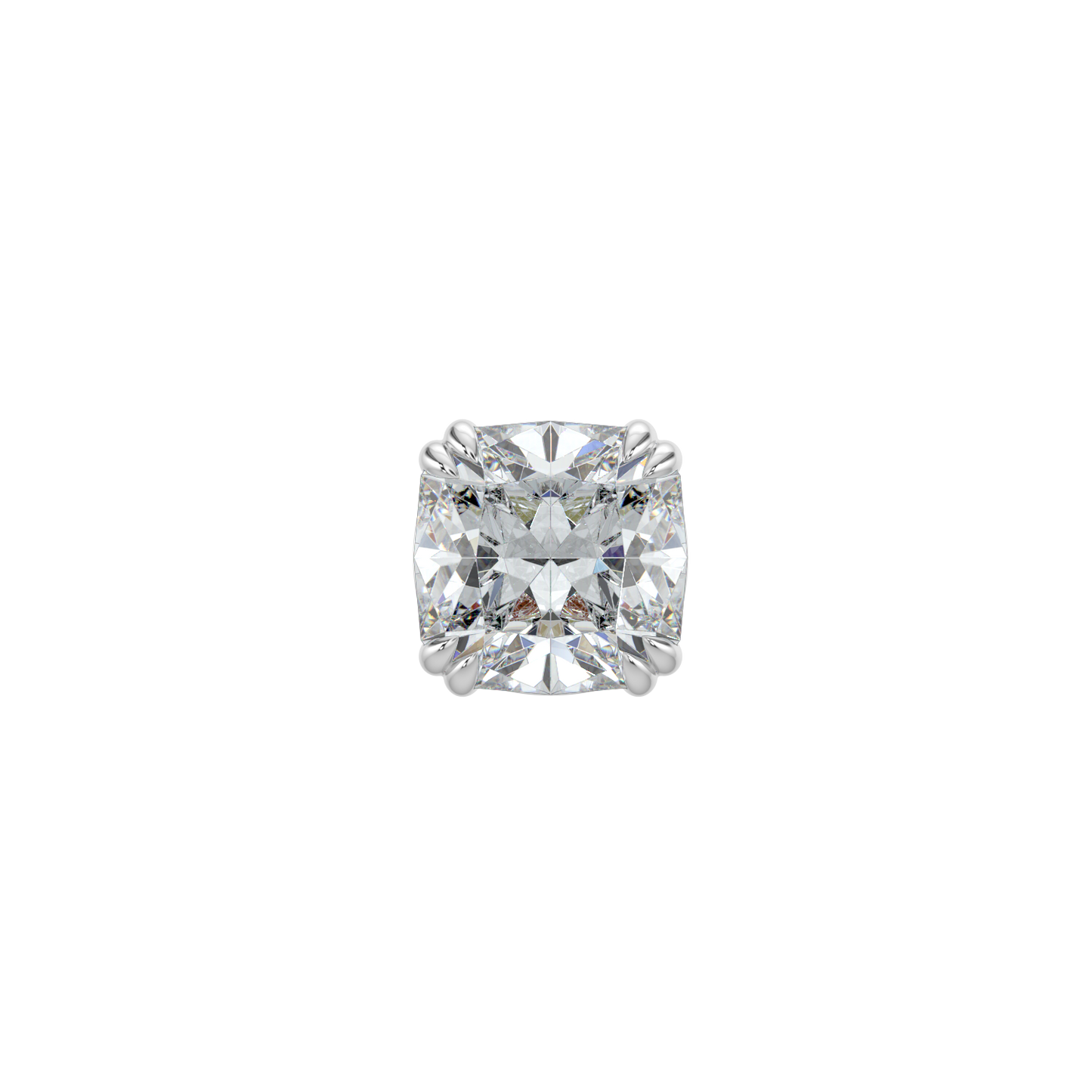 Cushion Solitaire Studs-White Gold
