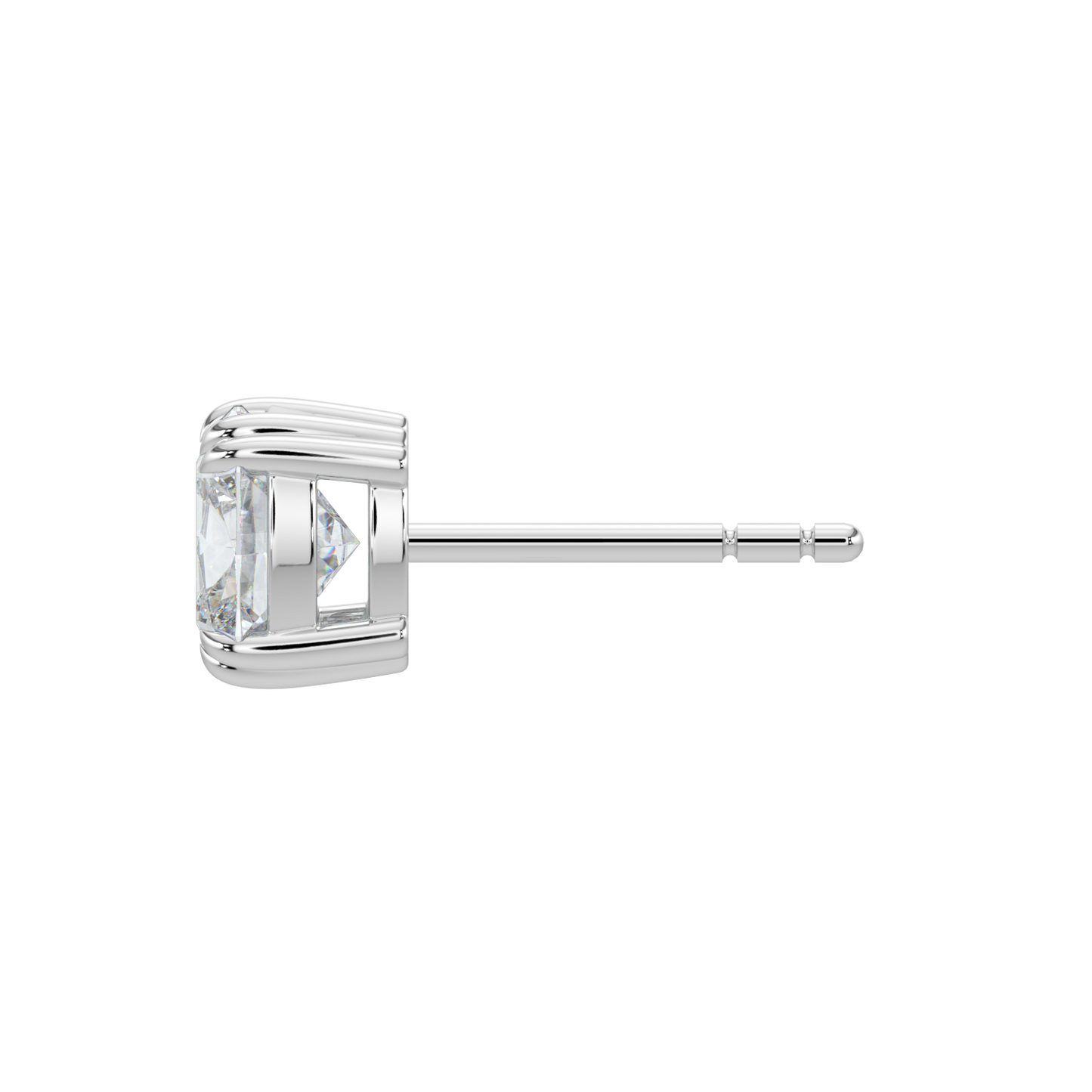 Cushion Solitaire Studs-White Gold