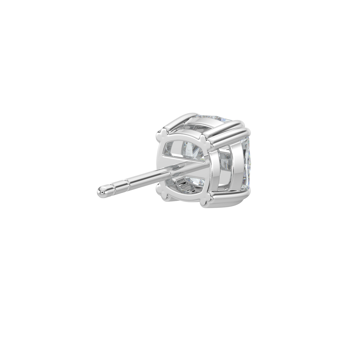 Cushion Solitaire Studs-White Gold