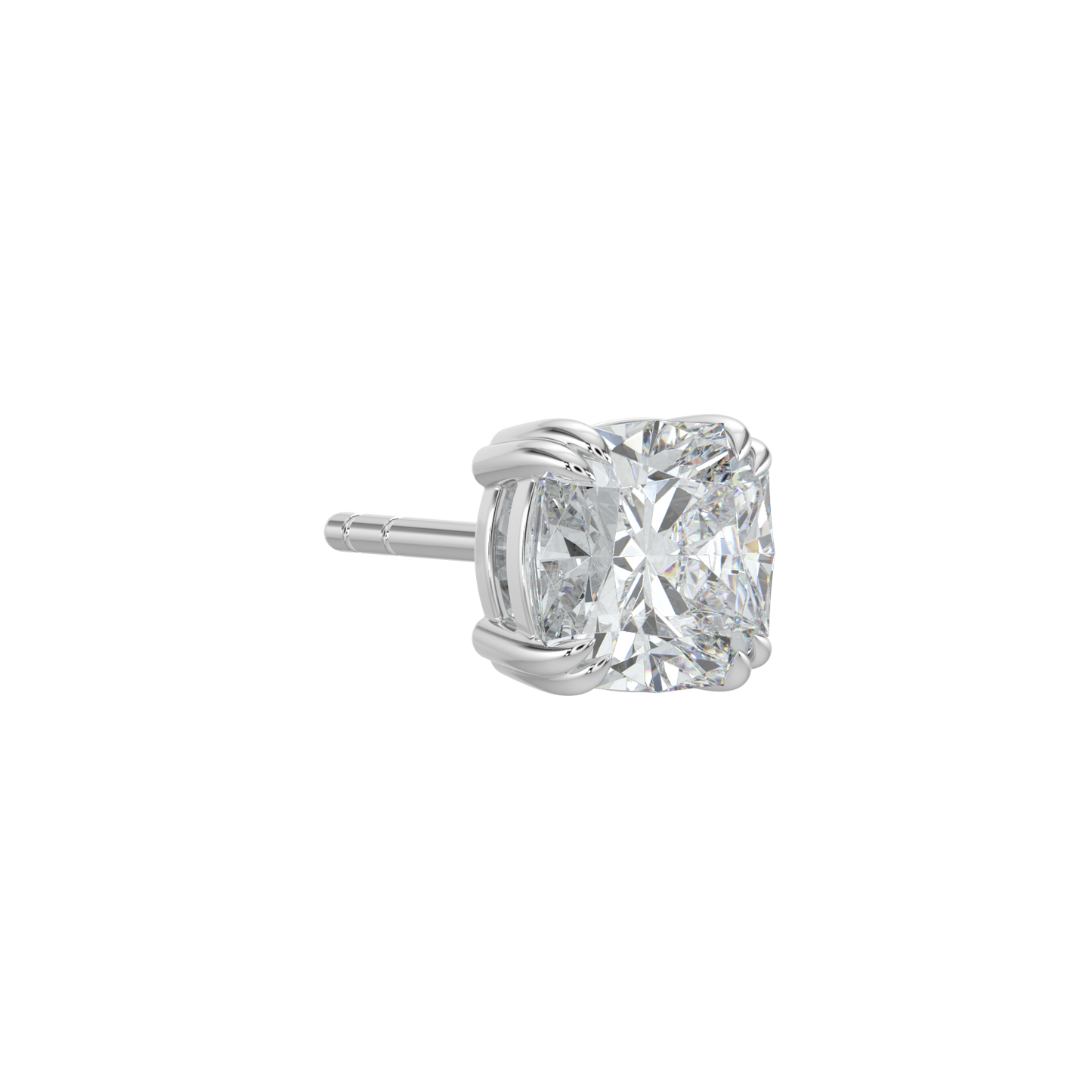 Cushion Solitaire Studs-White Gold