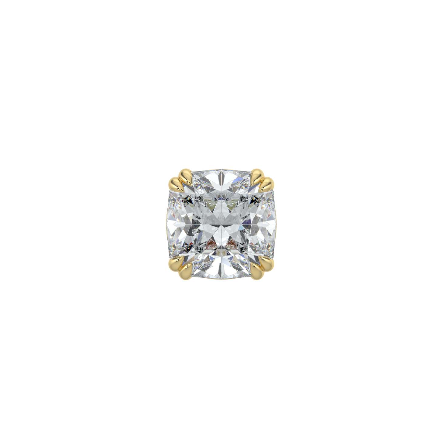 Cushion Solitaire Studs-Yellow Gold