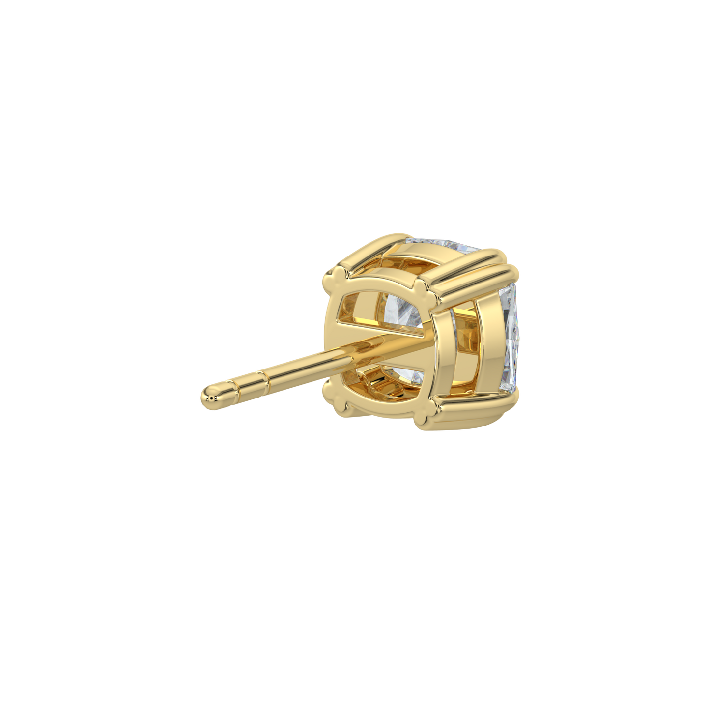 Cushion Solitaire Studs-Yellow Gold