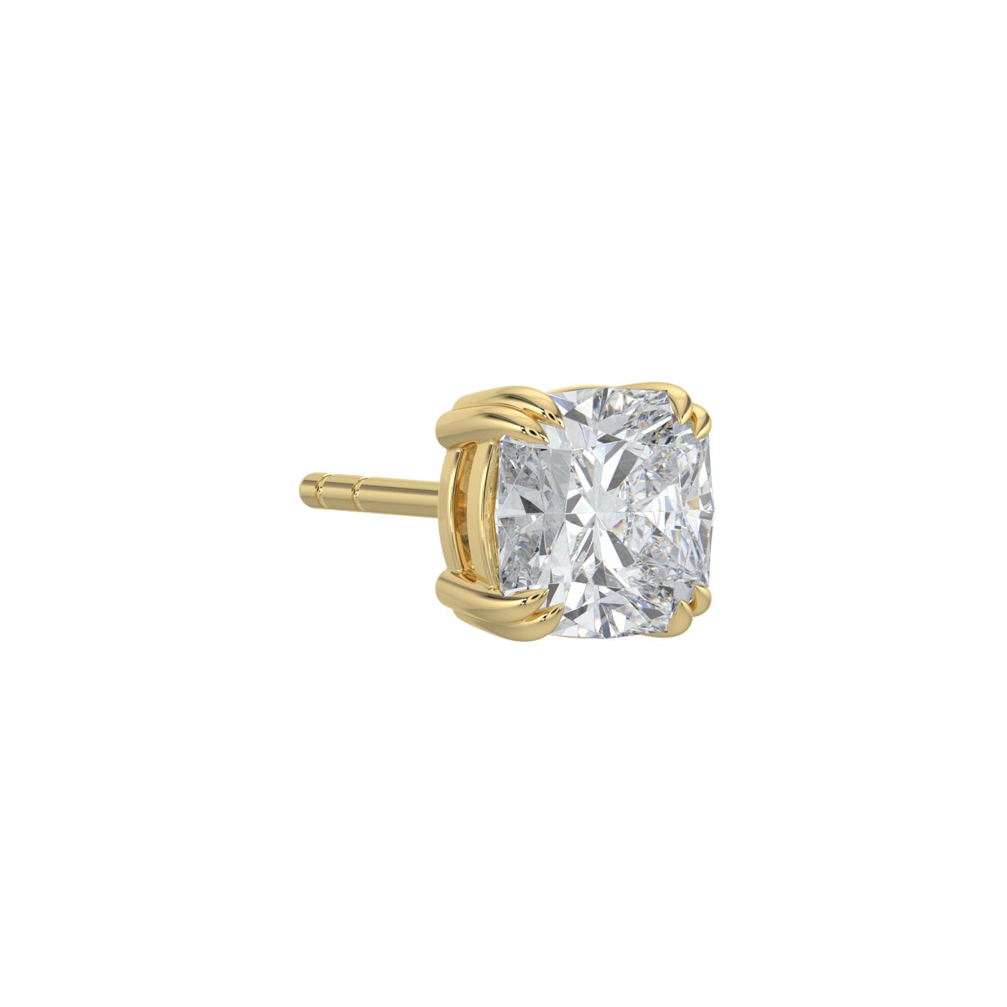 Cushion Solitaire Studs-Yellow Gold
