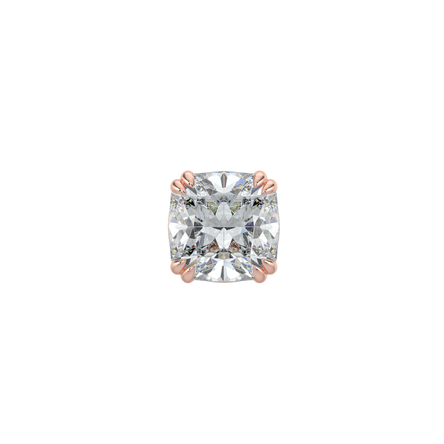 Cushion Solitaire Studs-Rose Gold