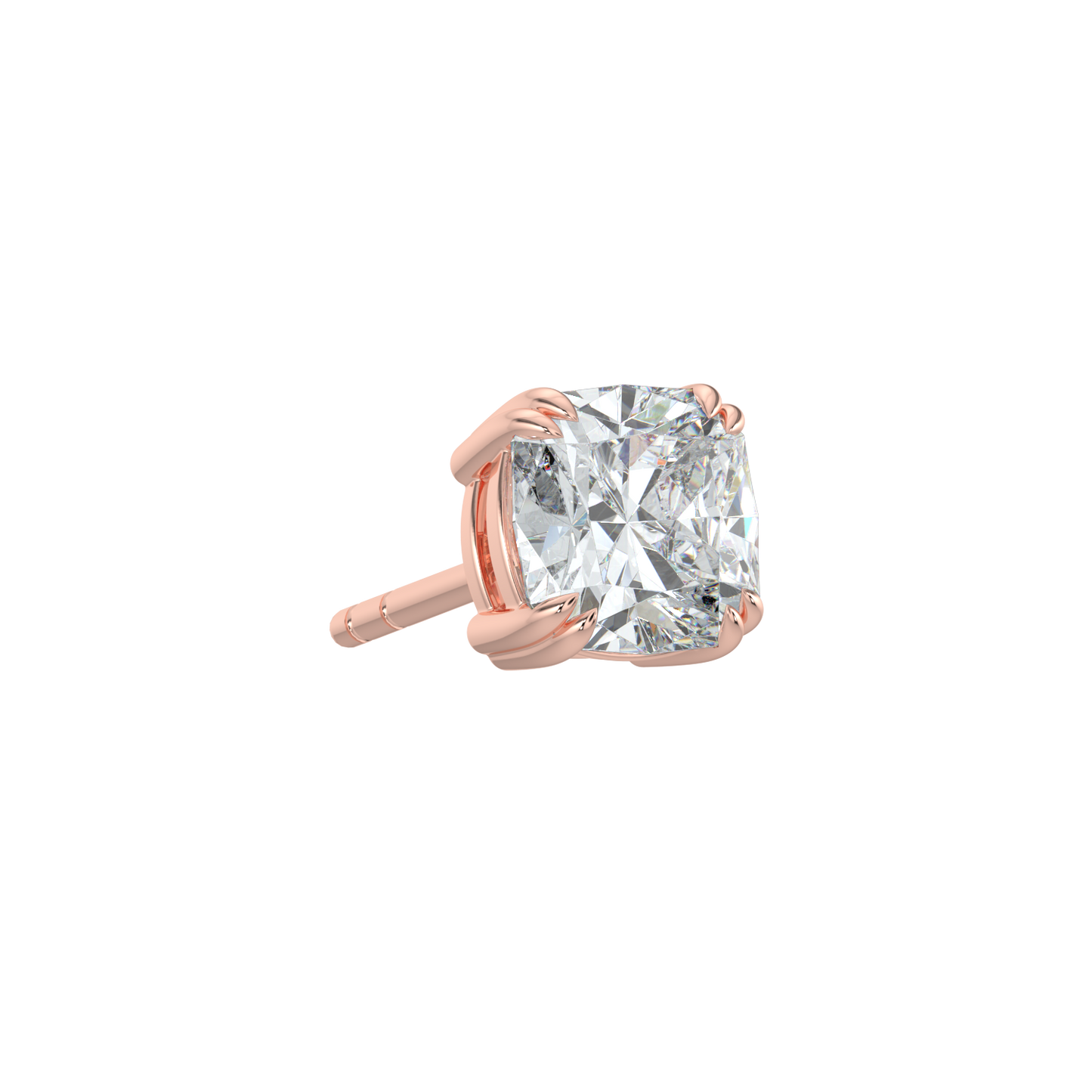Cushion Solitaire Studs-Rose Gold