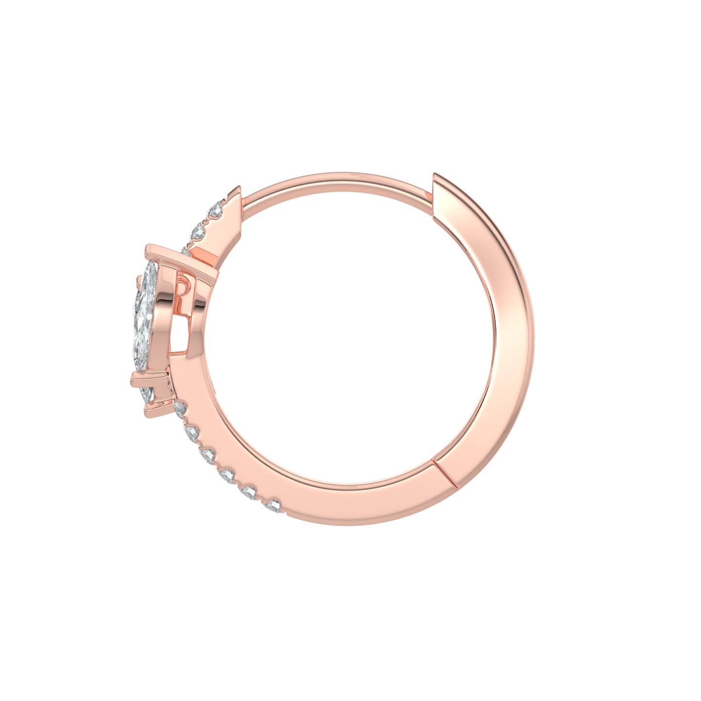 Marquise Diamond Hoop Earrings-Rose Gold
