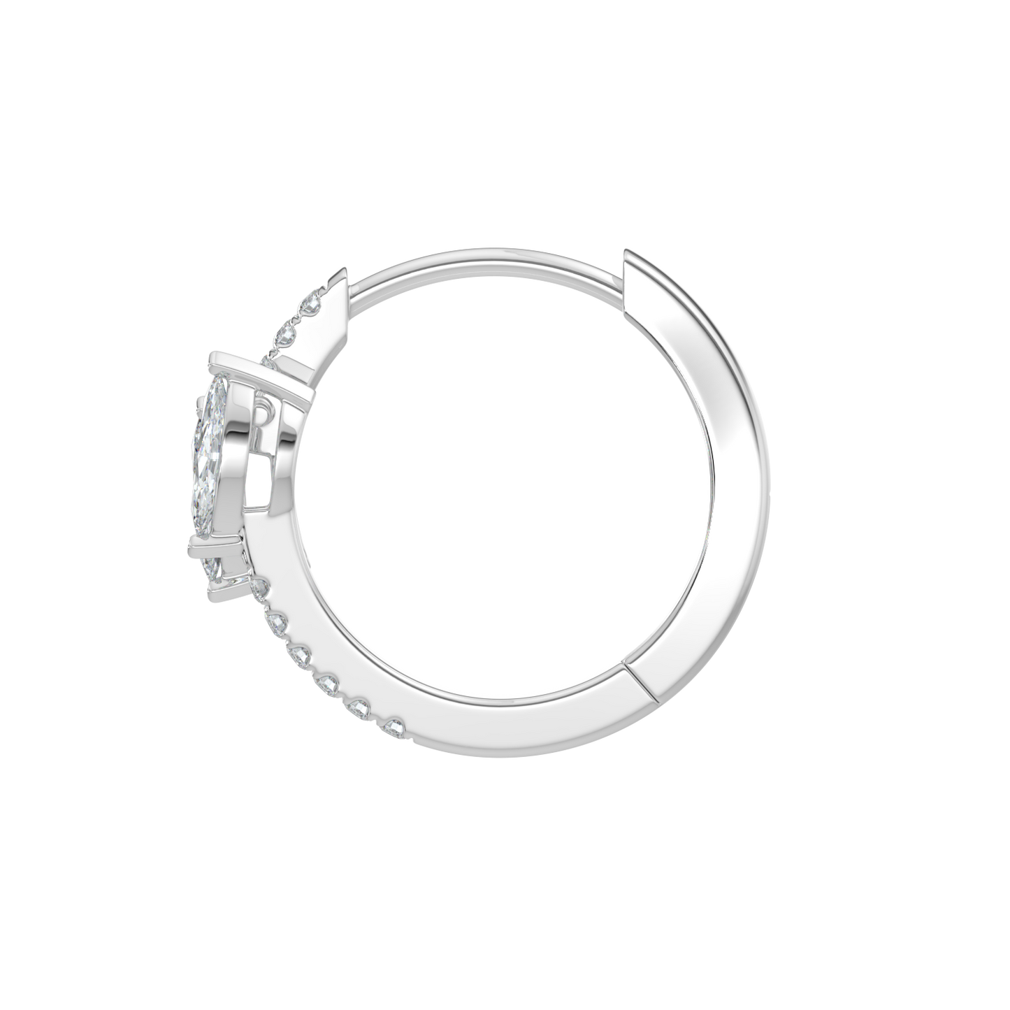 Marquise Diamond Hoop Earrings-White Gold