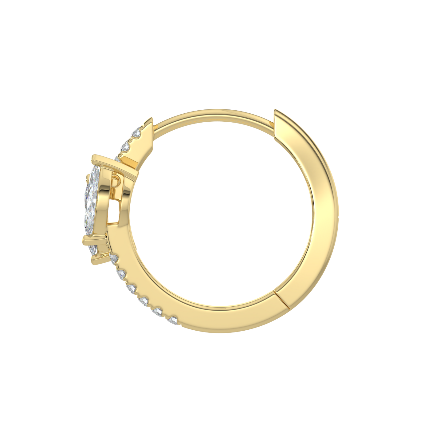 Marquise Diamond Hoop Earrings-Yellow Gold