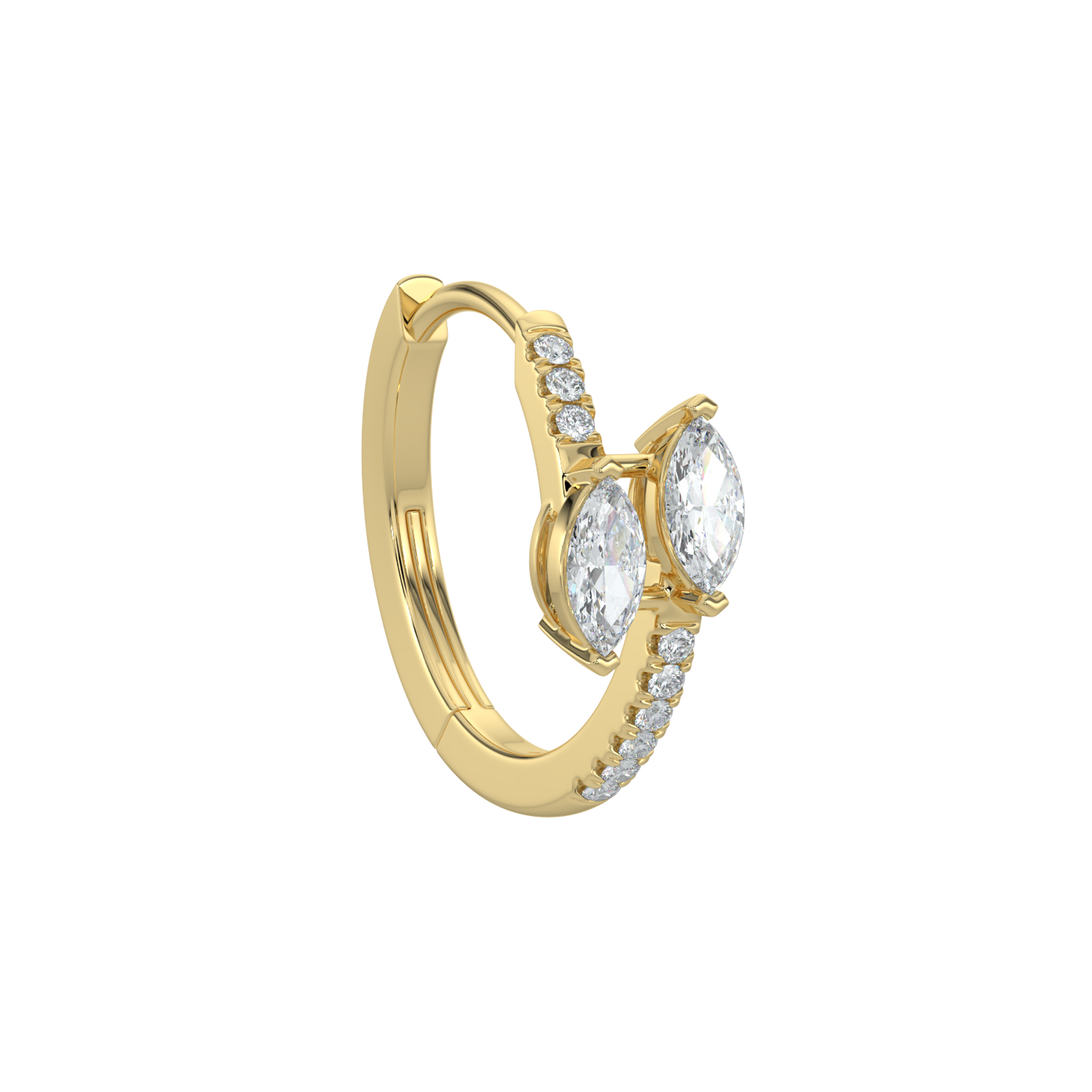 Marquise Diamond Hoop Earrings-Yellow Gold