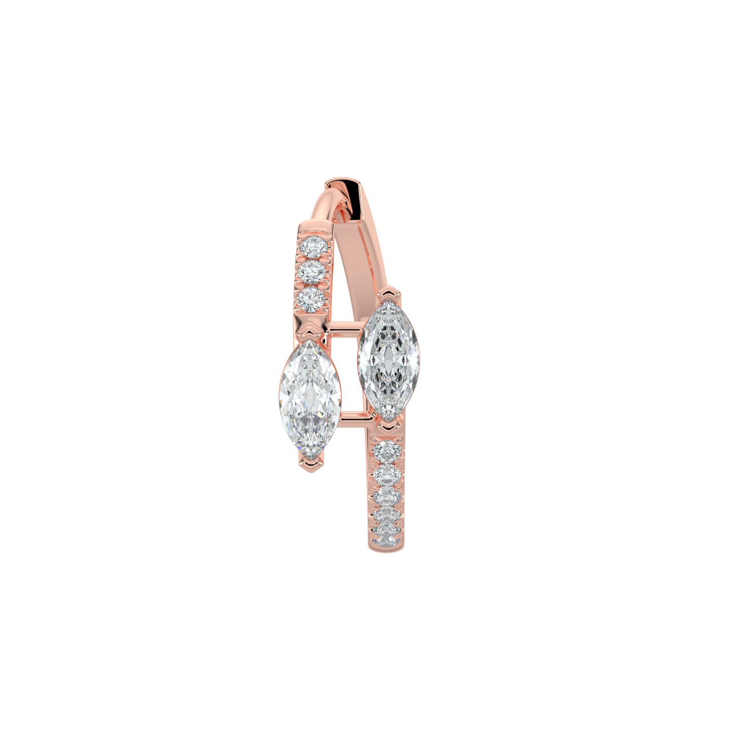 Marquise Diamond Hoop Earrings-Rose Gold