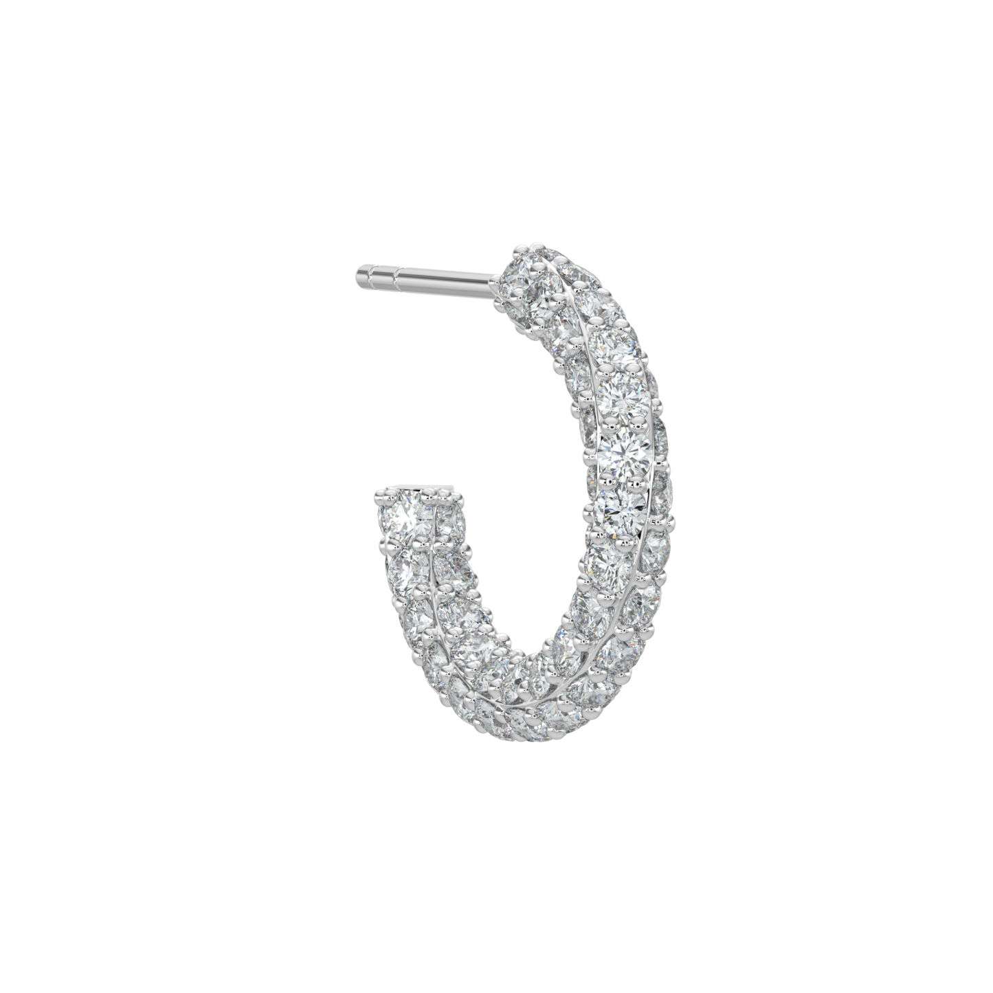 Brilliant Open Hoop Earrings-White Gold